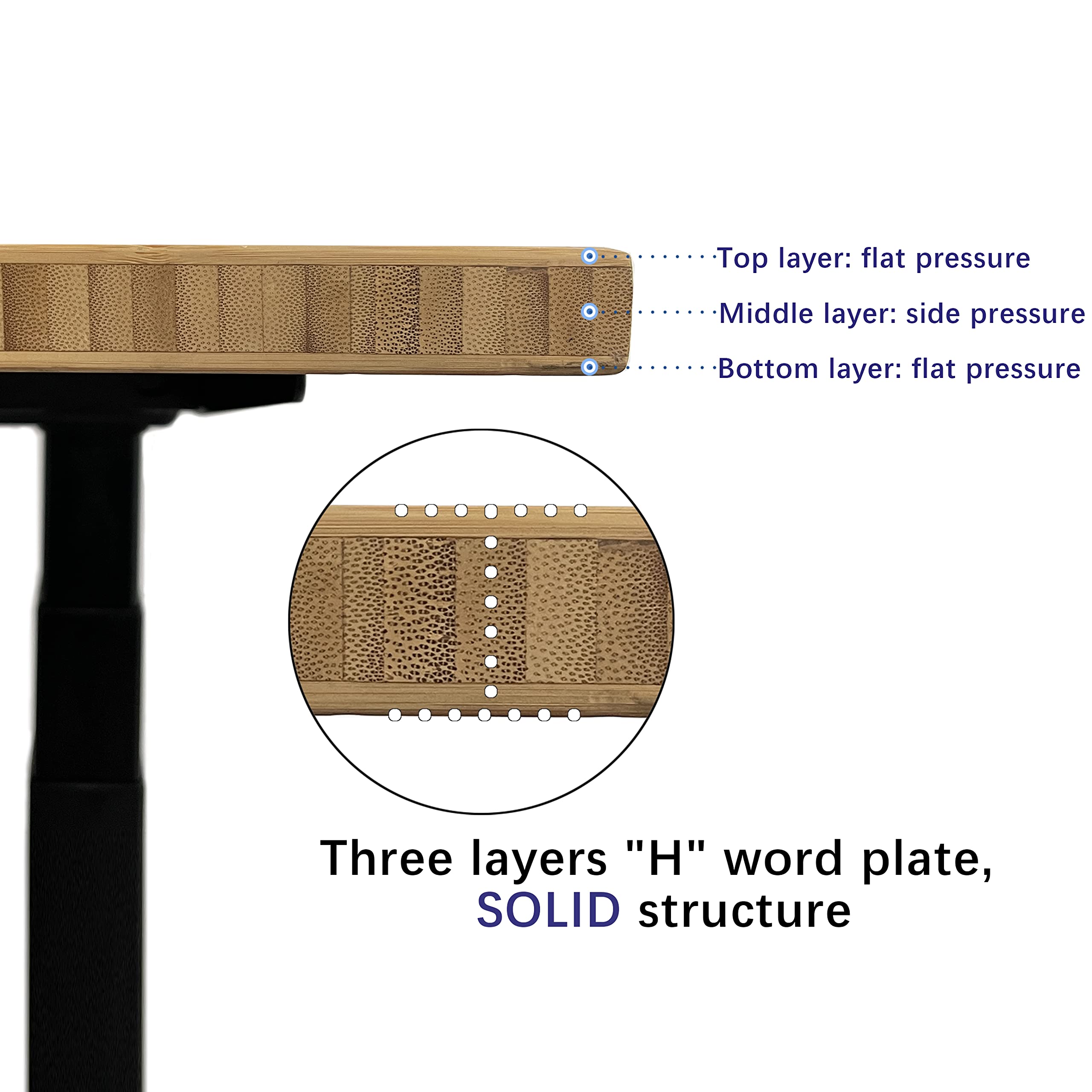 VWINDESK 48 x 27.5 x 1 Inch Solid Bamboo Table Top for Standing Desk - Eco-Friendly Home Office Desk, Right Angle Edge - Perfect for Work from Home, Study & Gaming Setup