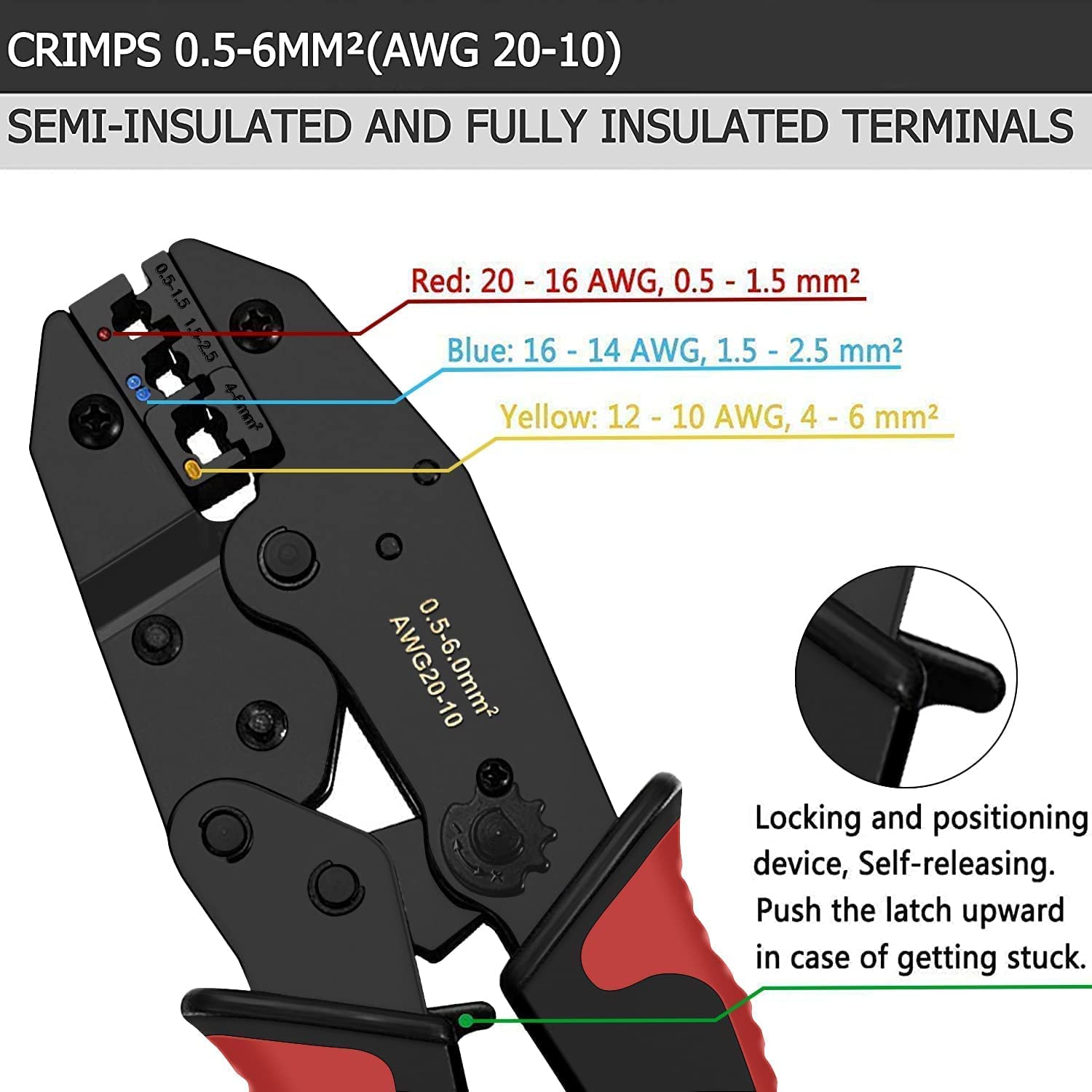 Professional Ratcheting Crimping Tool for Electrical Connectors - Includes 1500PCS Insulated Terminals (Red, Blue, Yellow) - Perfect for Automotive, Marine, and Home Electrical Wiring Projects