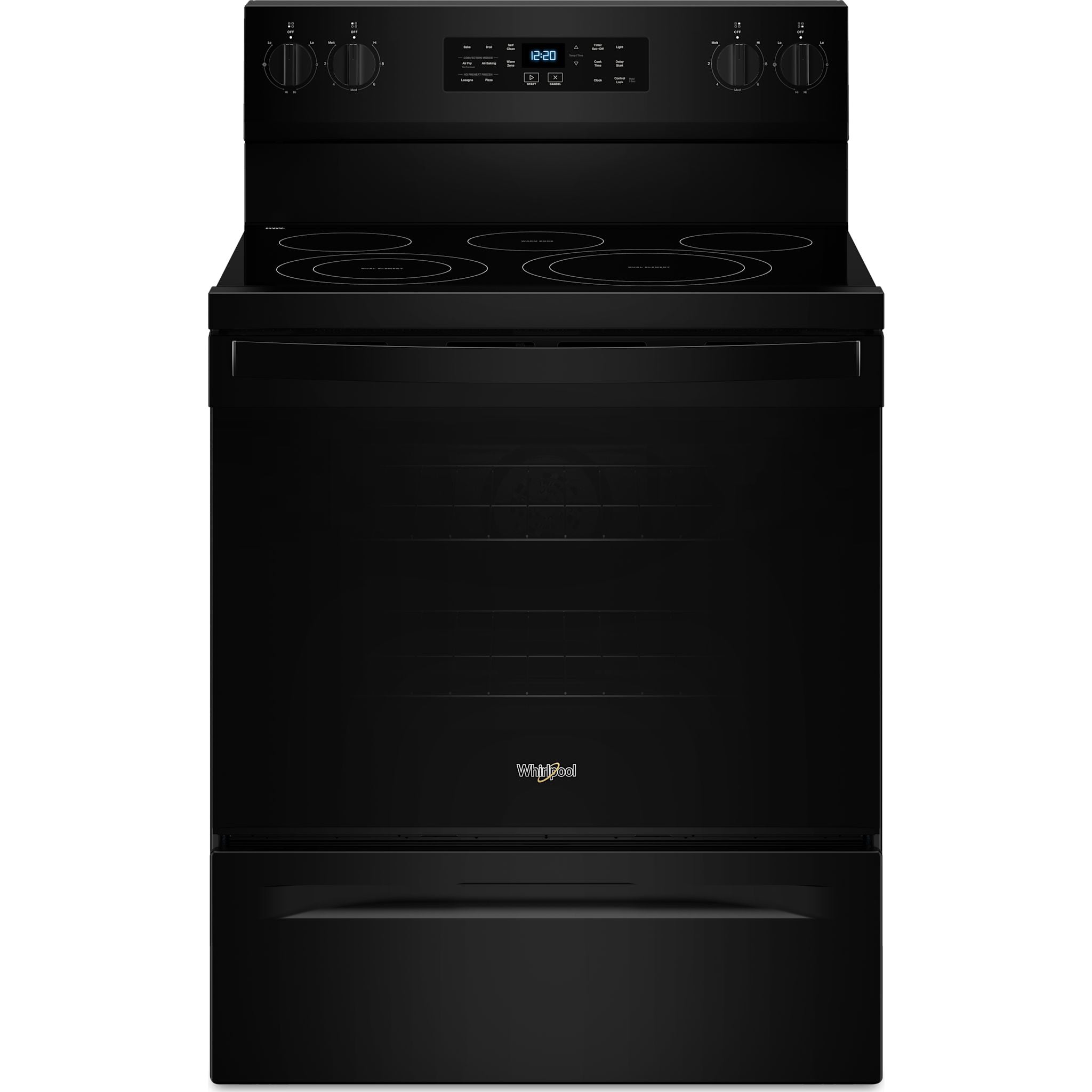 Whirlpool 30-Inch Electric Range with 5 Burners - YWFES5030RB in Black | Perfect for Modern Kitchens, Home Cooking & Baking