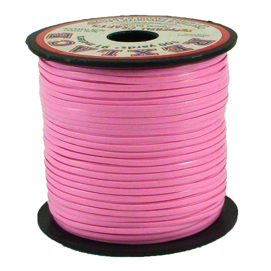 SLC Rexlace Pink Plastic Lace Crafting String - DIY Friendship Bracelets, Keychains & Scoubidou Projects for Kids and Adults