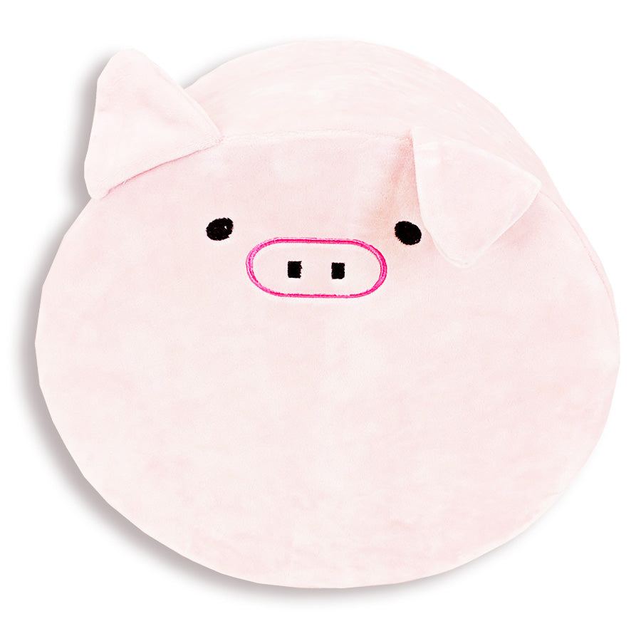 Round Memory Foam Pig Themed Pillow | Olivia The Pig Cute Plush Pillow for Kids Bedroom, Nursery Decor & Gift Idea