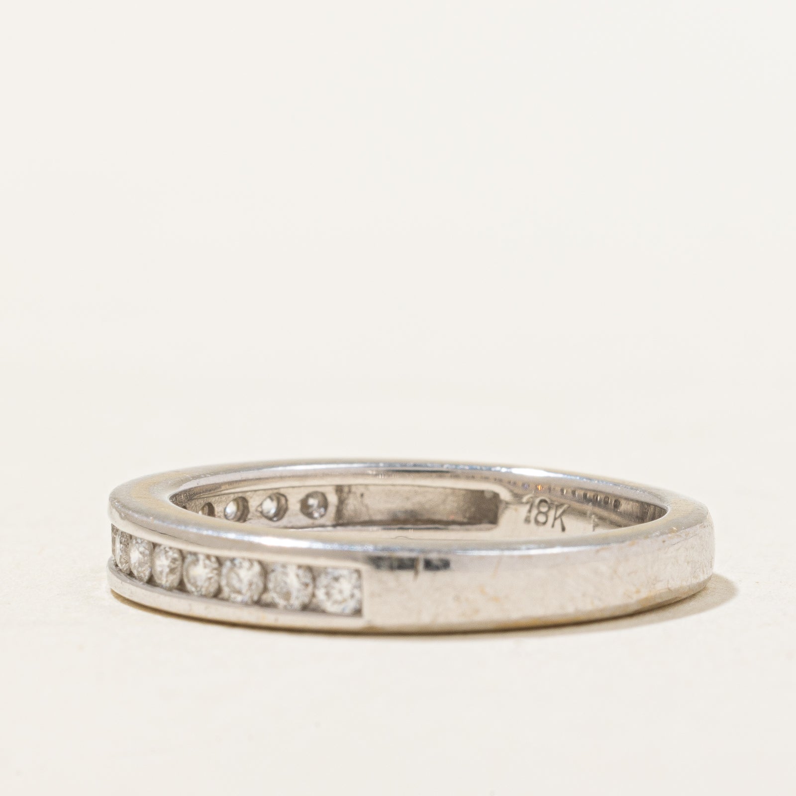 Channel Set Semi Eternity Diamond Wedding Band - 0.30ctw Round Cut Diamonds in 14K White Gold - Size 4.25 - Perfect for Anniversary Gifts & Bridal Jewelry
