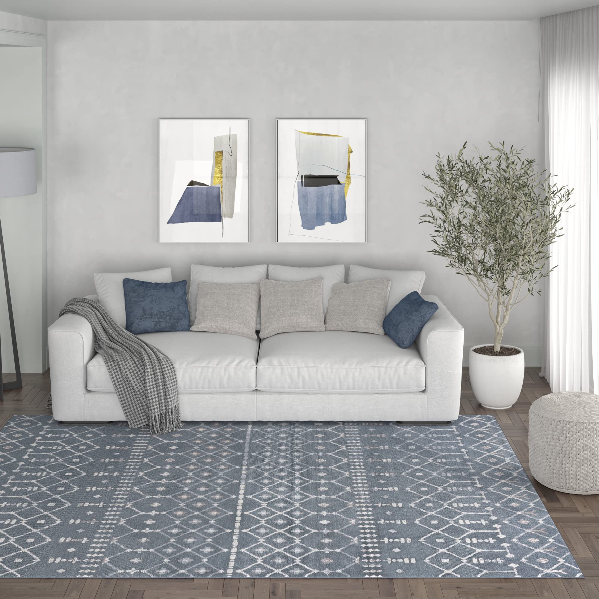 Dark Gray Modern Large 8x10 Area Rug - Soft Contemporary Carpet for Living Room, Bedroom, Dining Room & Entryway - Non-Slip Indoor Floor Mat - Perfect for Home Decor, Office & High Traffic Areas