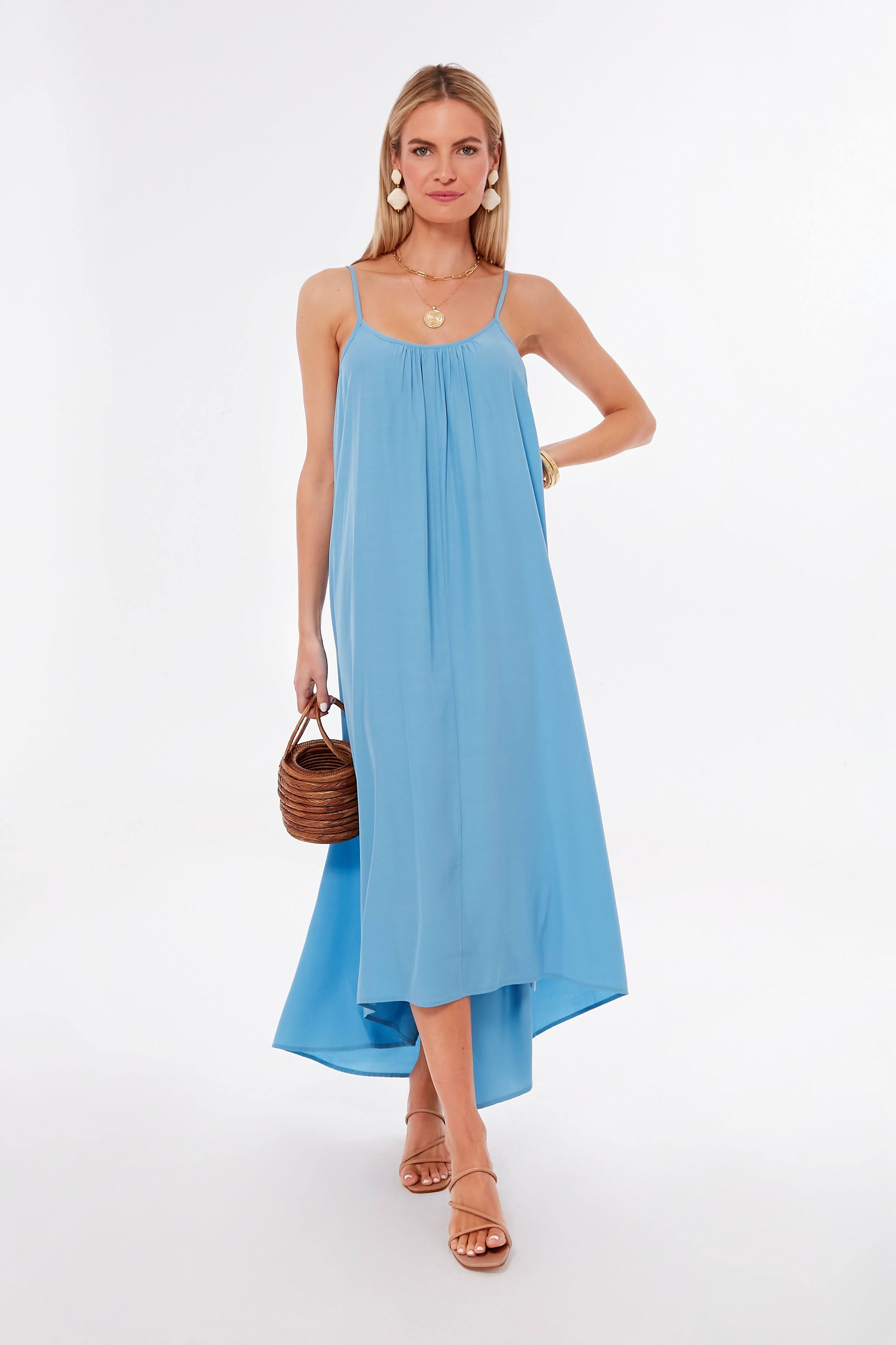 Blue Laney Maxi Dress for Women - Flowy Long Summer Dress with Pockets | Perfect for Beach Vacation, Date Night & Casual Outings