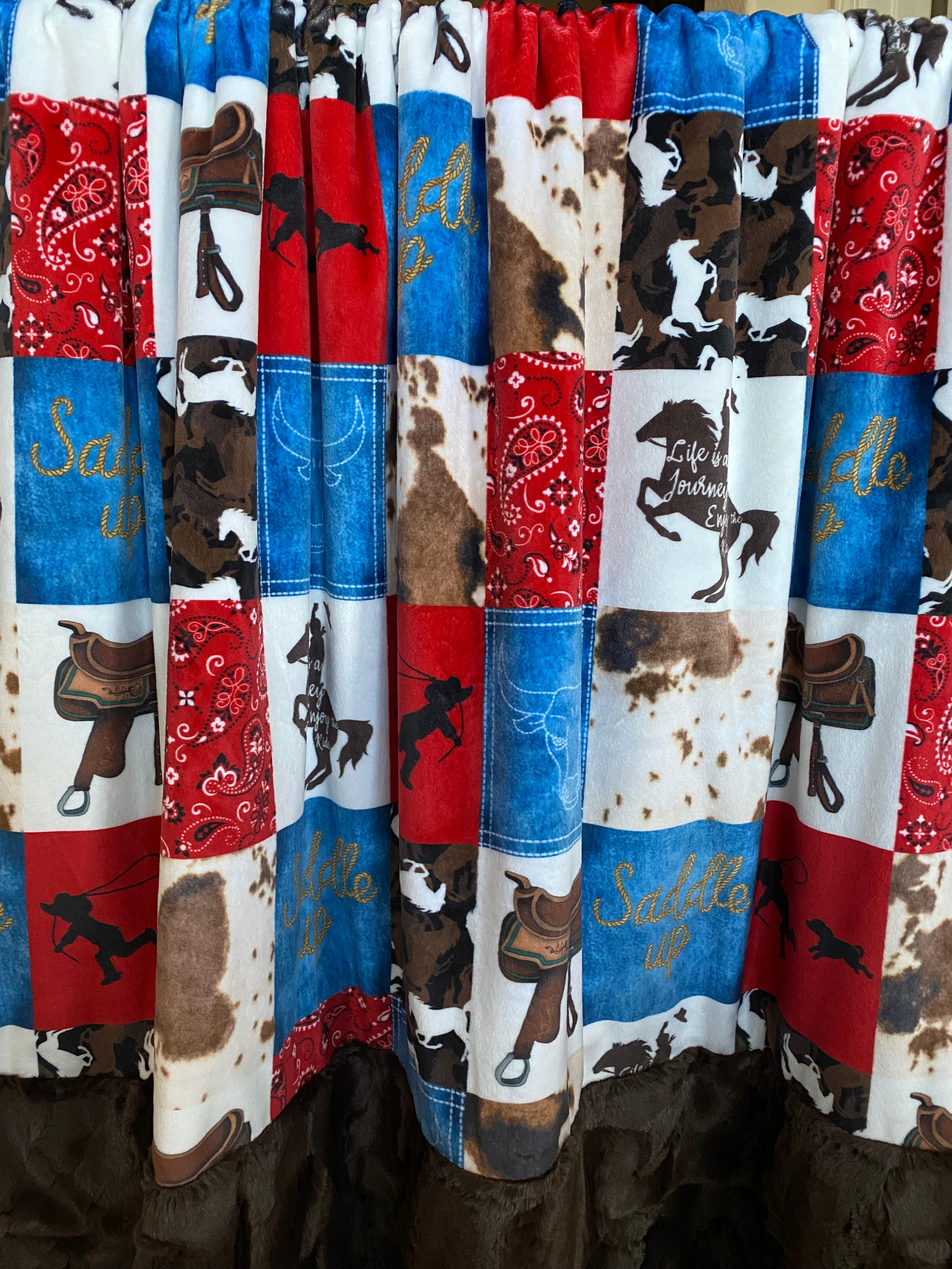 Premium Cowboy Saddle Design Soft Minky Blanket 54x65 Inches - Western Themed Plush Throw for Bed, Couch & Nursery Decor