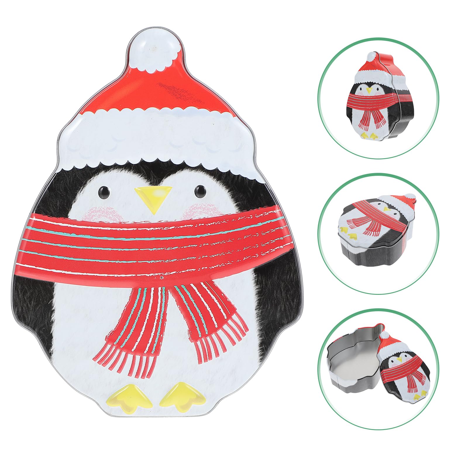 Metal Penguin Cookie Jar with Lid - Cute Christmas Candy Dish for Holiday Treats & Gift Giving | Festive Cookie Tins for Kitchen, Party Decor & Holiday Home Decor