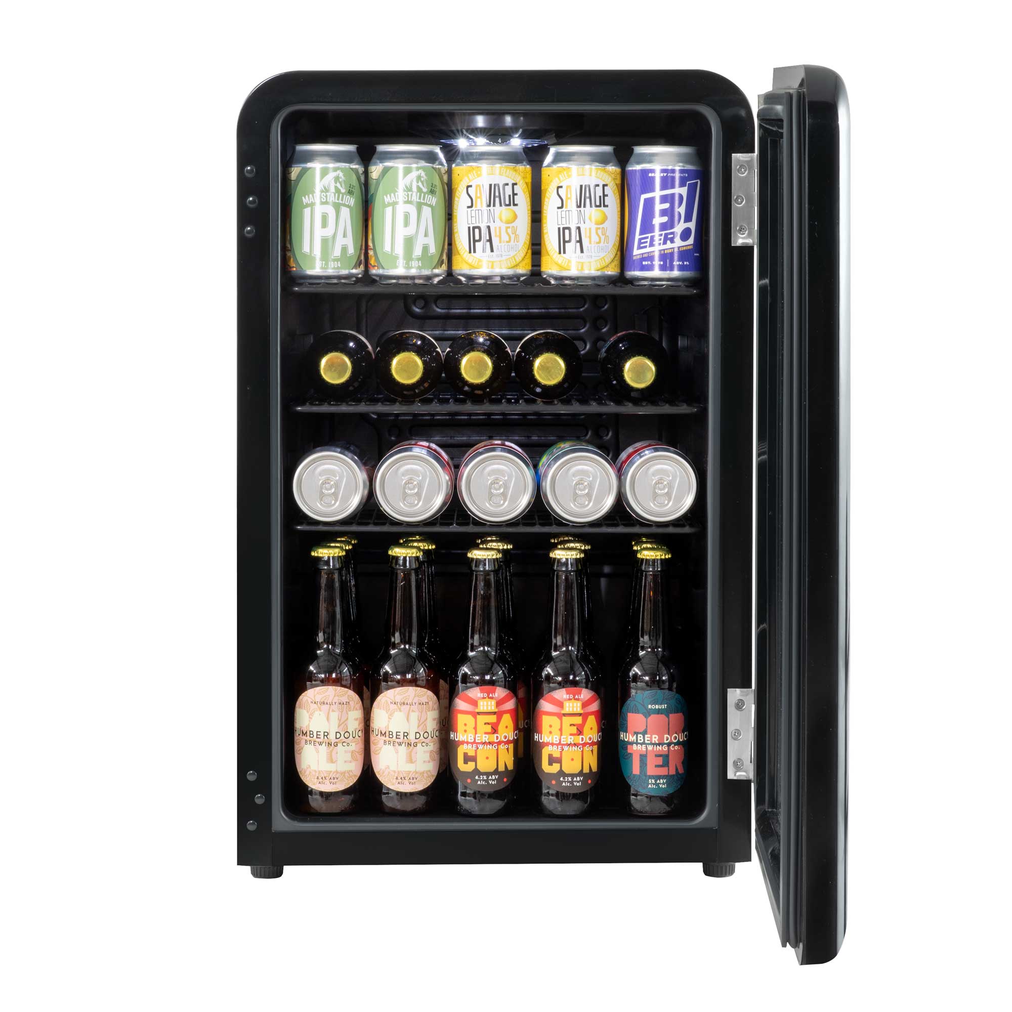 Retro Style 70L Under Counter Beverage Cooler - Black Baridi DH222 for Beer, Wine & Drinks | Perfect for Home Bars, Kitchens & Entertainment Spaces