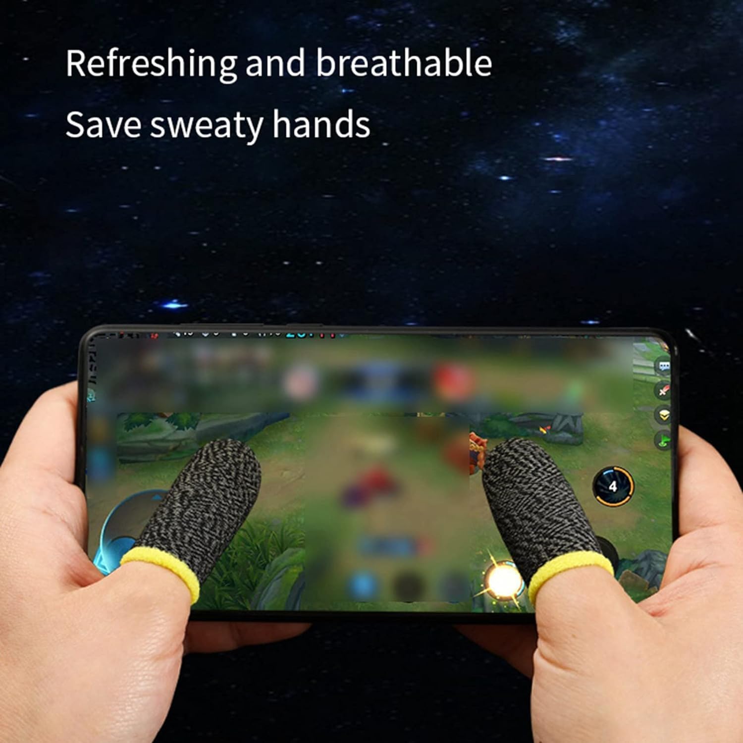Anti-Sweat Gaming Finger Sleeves - 32X Black Thin Breathable Finger Cots for Mobile & Console Gaming - Perfect for PUBG, Fortnite & COD - Anti-Slip Thumb Sleeves Improve Aim & Reduce Sweat During Long Gaming Sessions