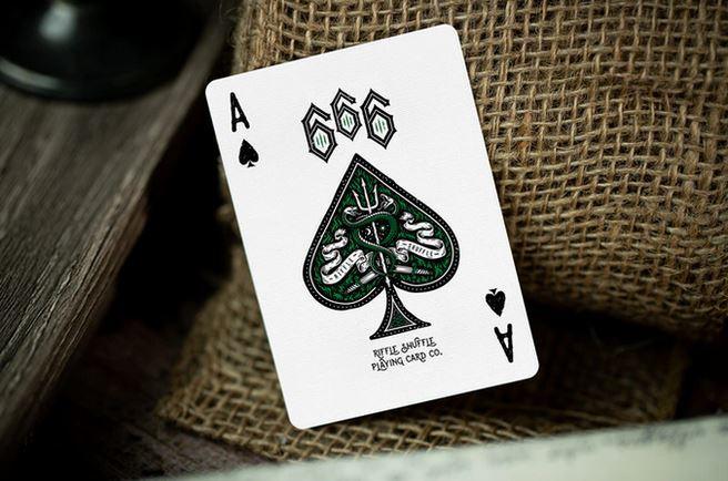 Riffle Shuffle 666 Emerald Hellfire Green Playing Cards - Premium Deck for Magic Tricks, Poker Games & Collectors
