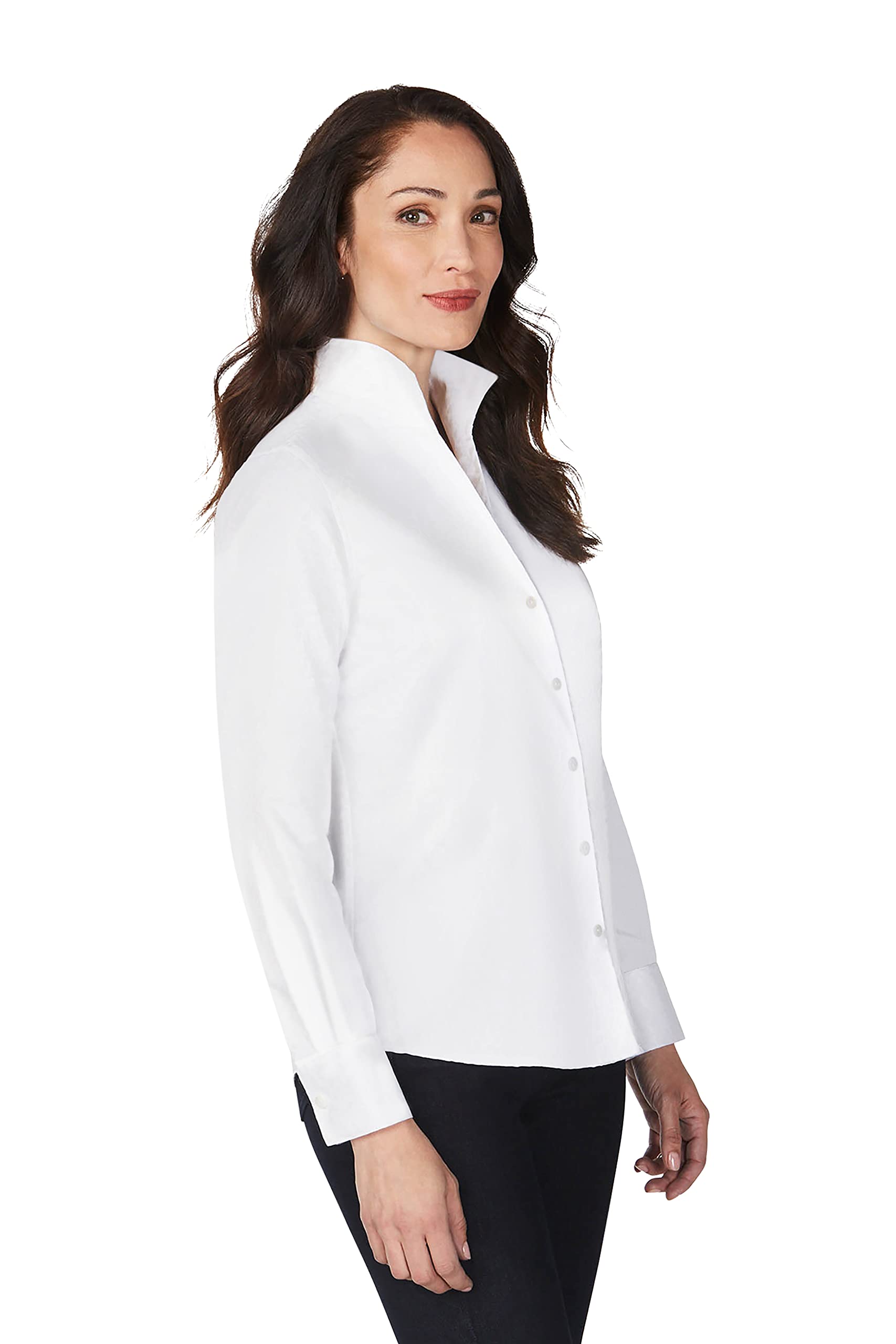 Foxcroft Women's Gracie Non-Iron Long Sleeve Shirt - Wrinkle-Free Comfort for Work, Travel & Everyday Wear