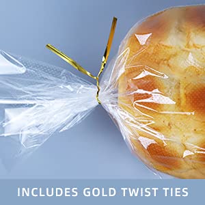 Lesibag 8 x 12 Inch Micro Perforated Bread Bags - 100 Clear Plastic Bakery Bags with Free Twist Ties - Perfect for Homemade Bread, Buns, Cookies & Pastries - Ideal for Bakery Storage, Gifting & Freshness Preservation