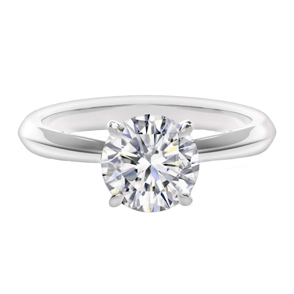 Ginger Lyne 3 Carat Moissanite Solitaire Engagement Ring for Women - White Gold over Sterling Silver, Diamond Alternative Wedding Band - Perfect for Proposals, Anniversaries & Bridal Gifts