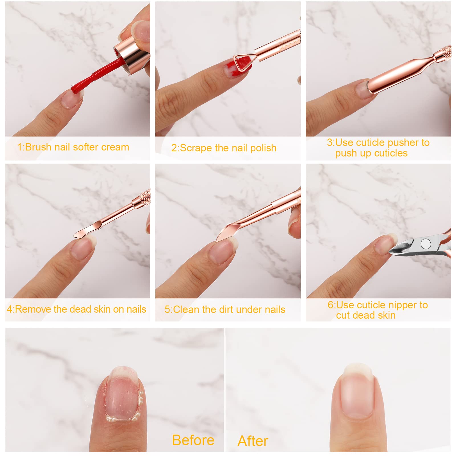 Professional Stainless Steel Acrylic Nail Clippers Set - Rainbow Color Manicure Tools for Salon & Home Use - False Nail Tips Cutter for Acrylic & Artificial Nails (Rose Gold) - Perfect for Nail Art, DIY Manicures & Professional Nail Care
