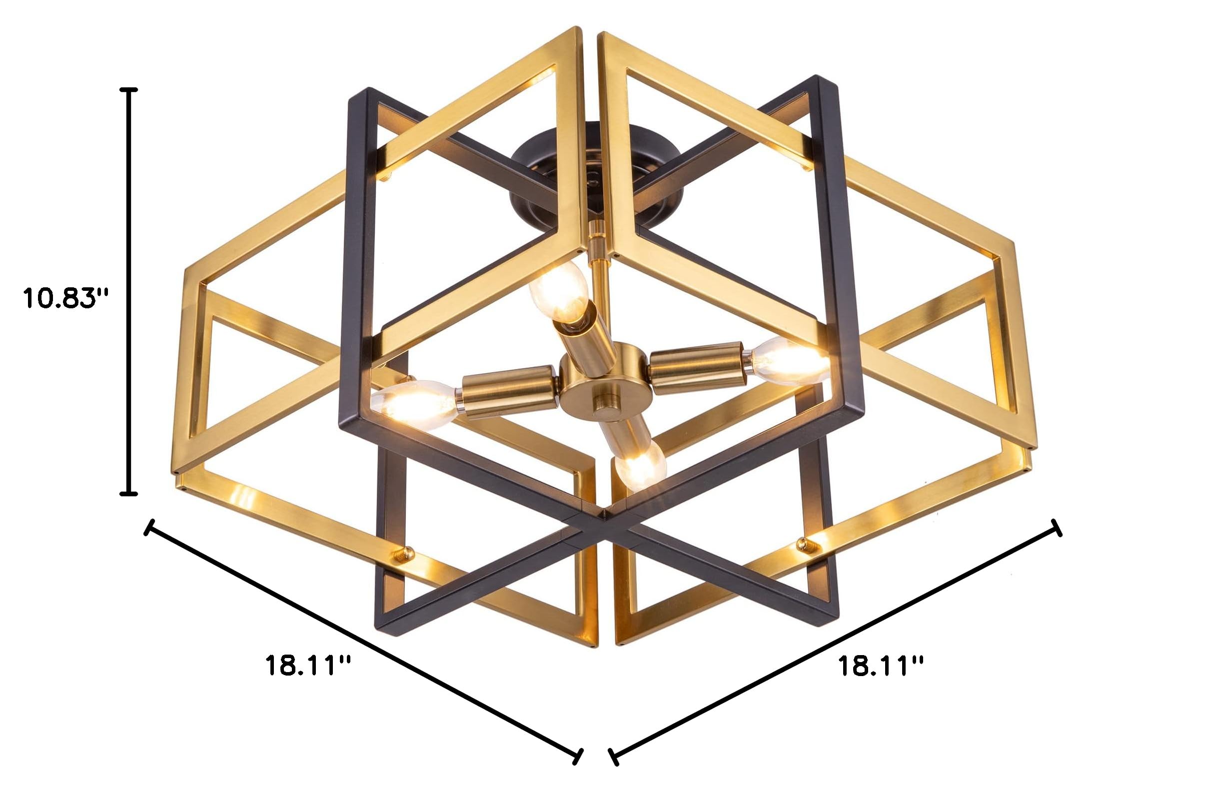TOCHIC Black Gold Farmhouse Flush Mount Ceiling Light - 4-Light Industrial Metal Chandelier for Dining Room, Living Room, Foyer, Hallway & Bedroom | Perfect for Rustic Home Decor & Modern Farmhouse Lighting