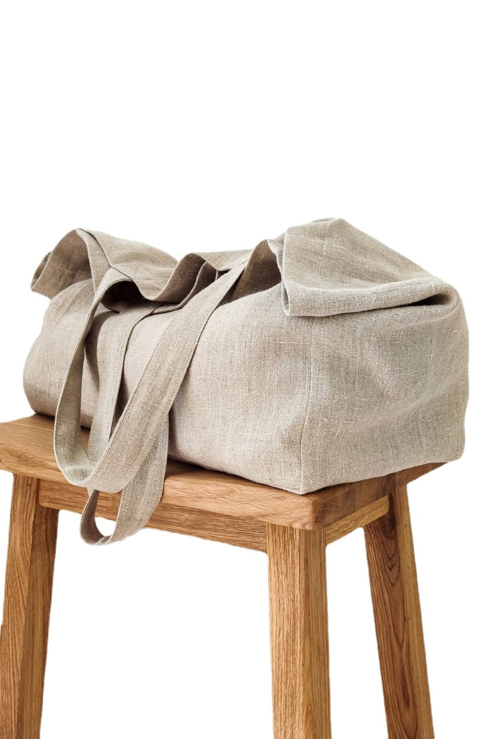 Large Linen Beach Tote Bag - Natural Eco-Friendly Summer Tote for Beach & Travel