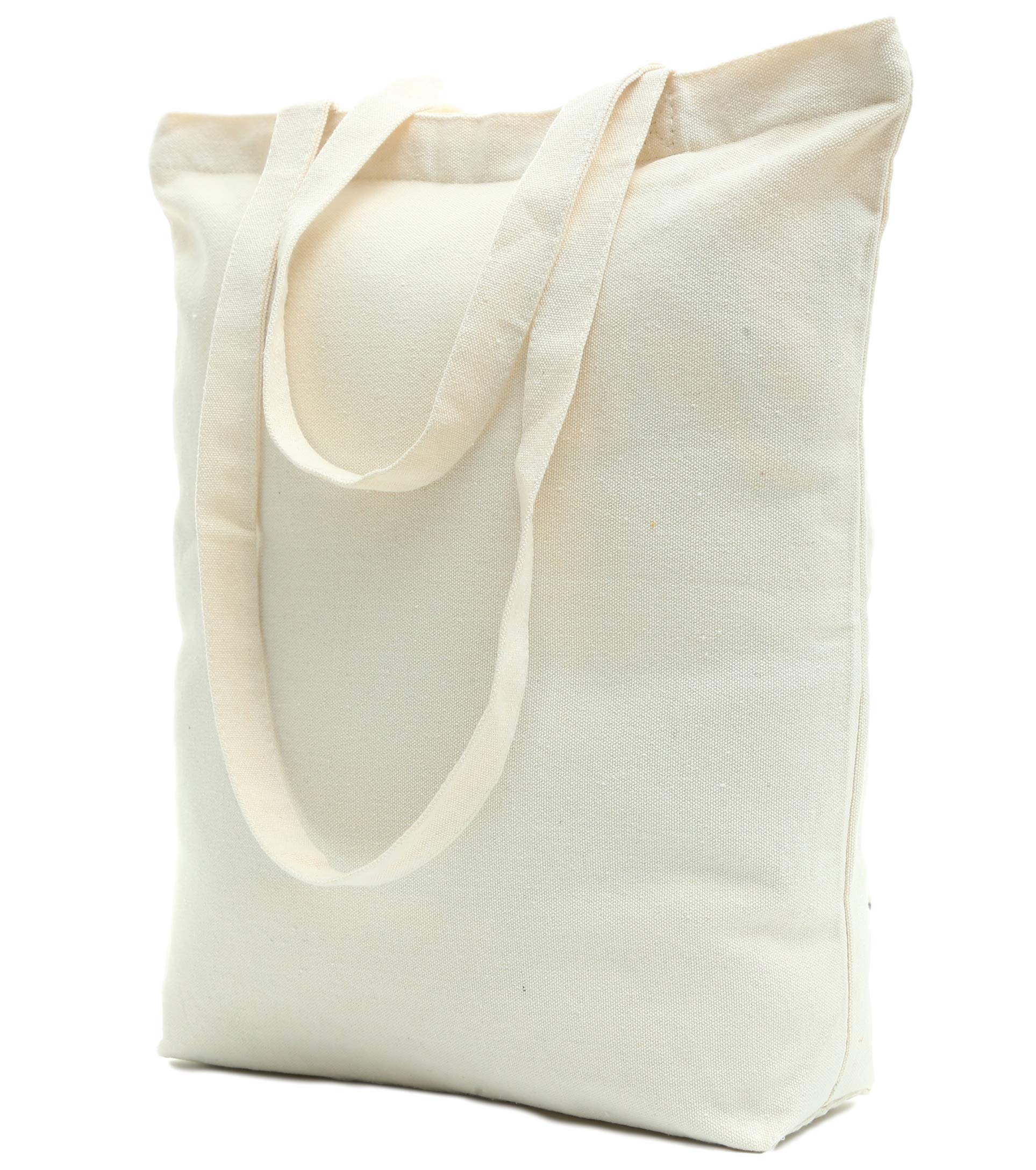 Large Zippered Canvas Tote Bag with Bottom Gusset - Perfect for Shopping & Travel