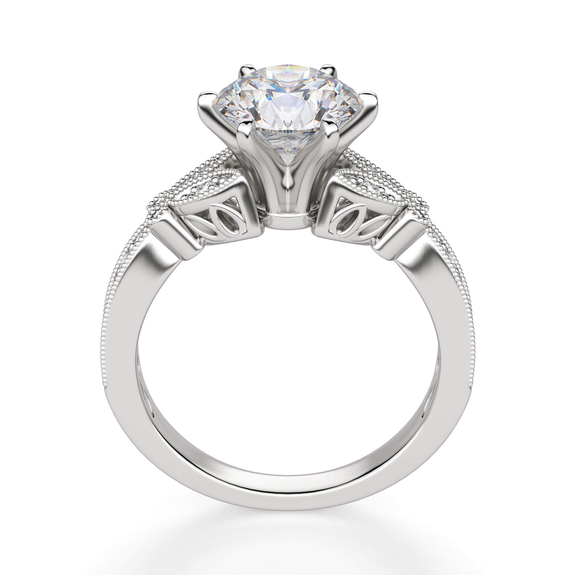 3 CT Round Moissanite Engagement Ring Wedding Bridal Set, Diamond Alternative Solitaire Halo Ring in Vintage Silver - Perfect for Proposals, Anniversaries & Special Occasions