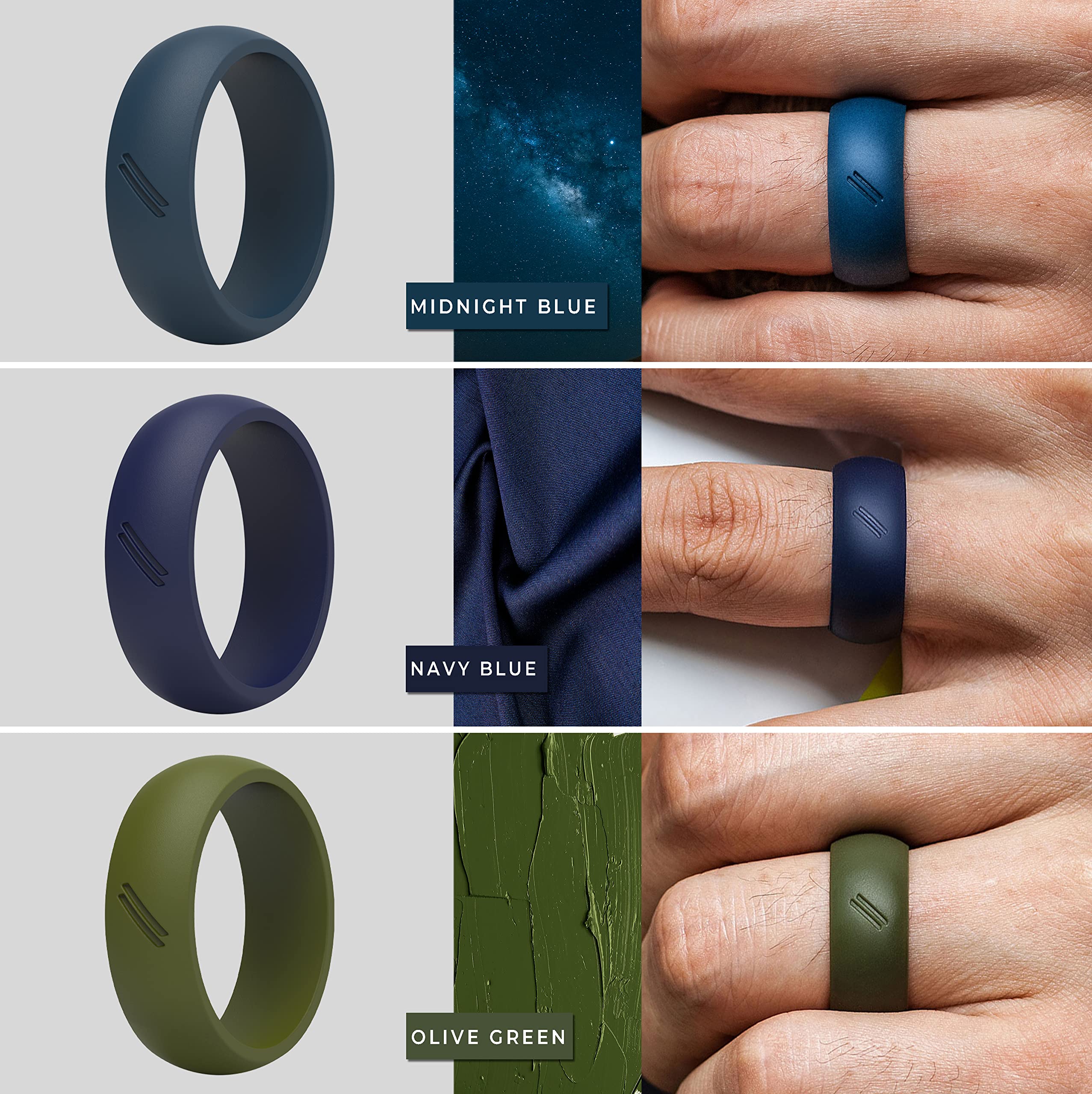ThunderFit Silicone Wedding Rings for Men - 12 Pack Rubber Engagement Bands, 8.7mm Width & 2.5mm Thickness - Durable, Comfortable & Safe Alternative Metal Ring for Active Lifestyle, Gym, Swimming, Sports & Outdoor Activities