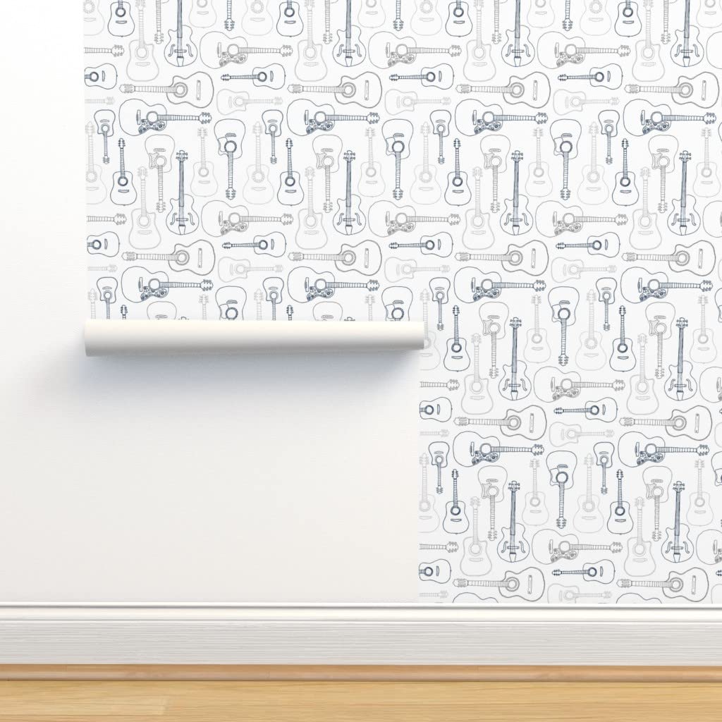 Commercial Grade Wallpaper Swatch - Vintage Rock Music Instrument Guitar Pattern Wallpaper for Boys Room Decor | Spoonflower | Perfect for Teen Bedrooms, Music Studios & Man Cave Walls