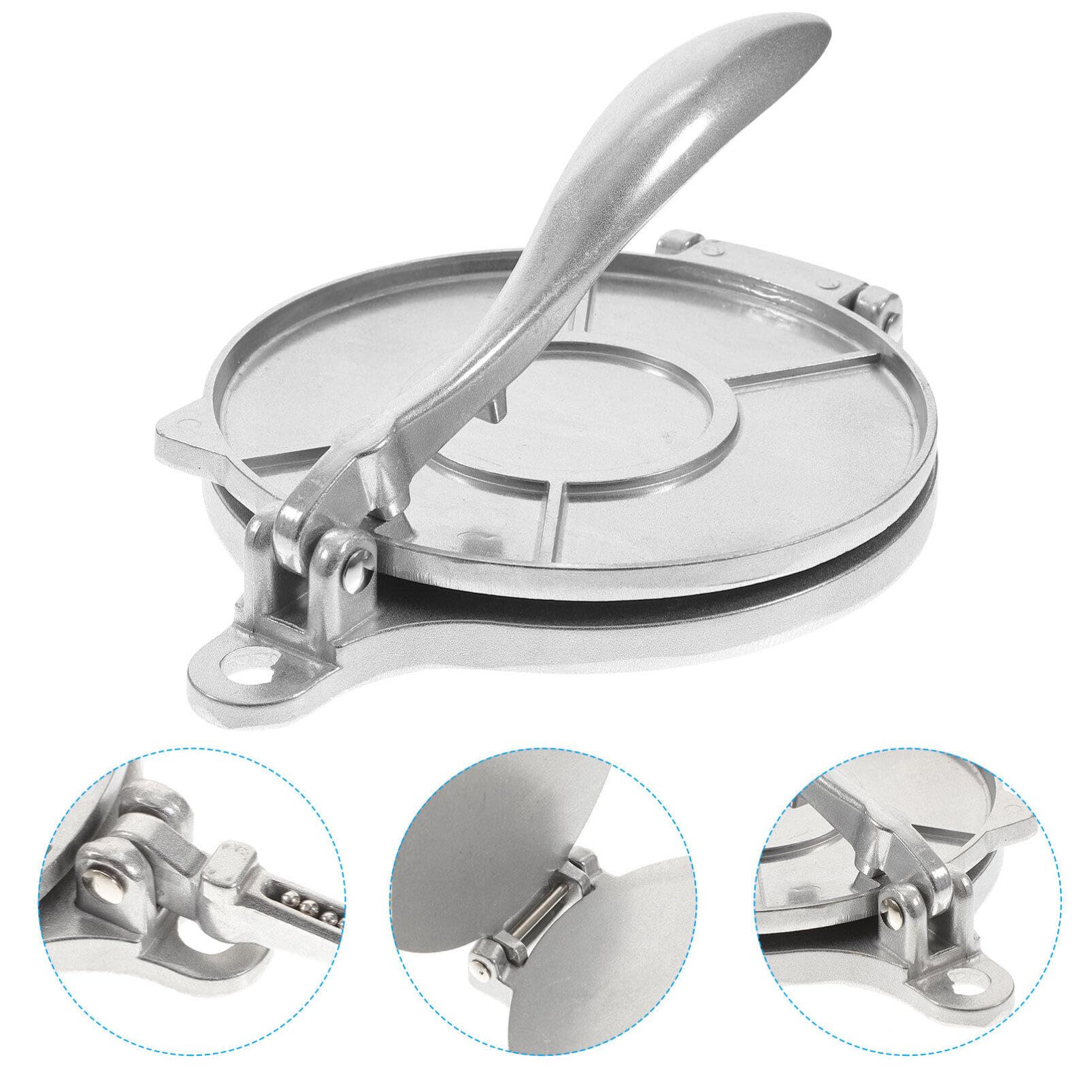 6.5 Inch Tortilla Press - Cast Iron Quesadilla Maker, Dough Press for Homemade Tortillas, Empanadas, Chapati & Roti - Perfect for Mexican, Indian Cuisine & Pizza Making - Silver Finish