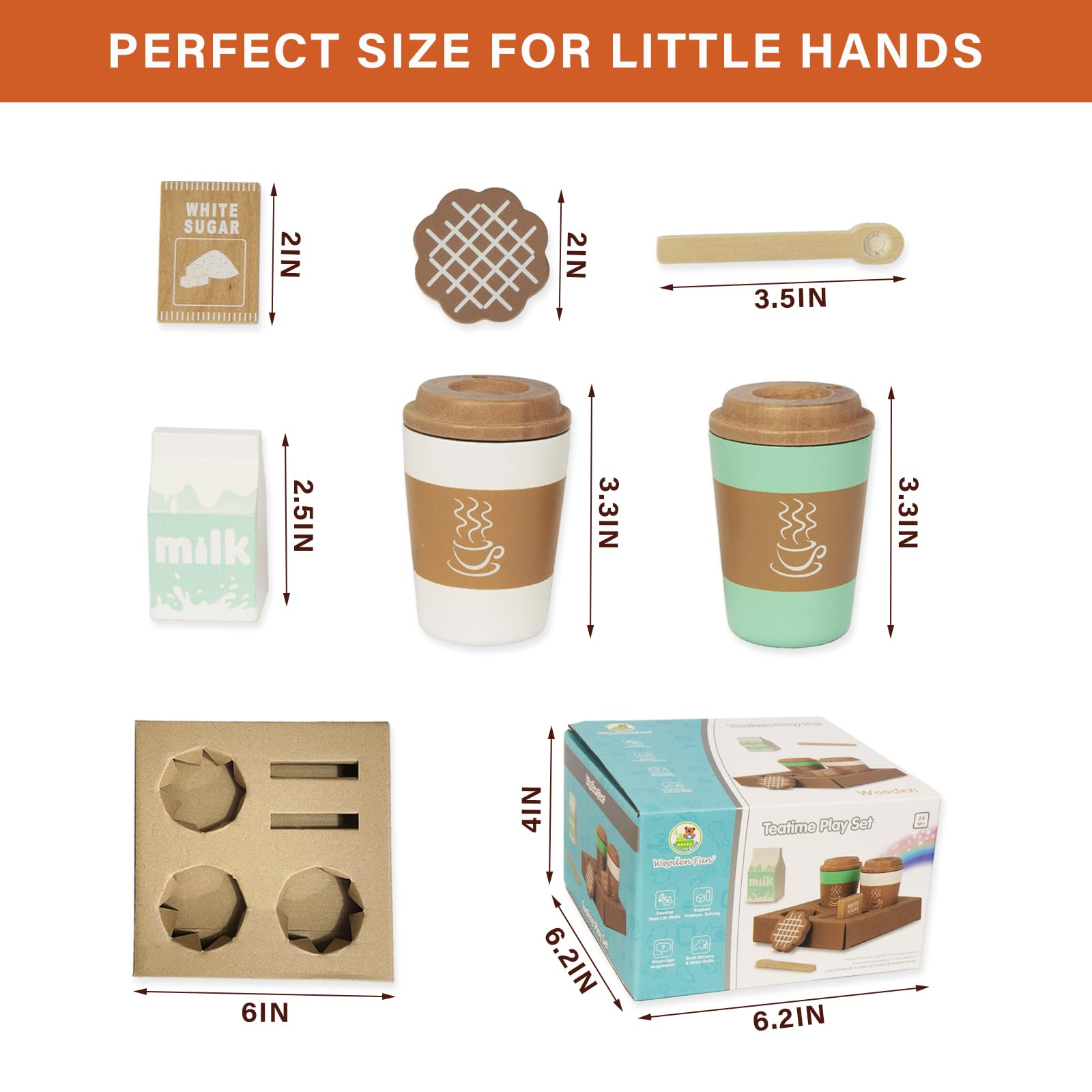 Wooden Pretend Play Coffee Cup Toys, Realistic Fake Food Play Kitchen Accessories, Educational Toddler Birthday Gift for Kids - Perfect for Role-Playing & Kitchen Fun