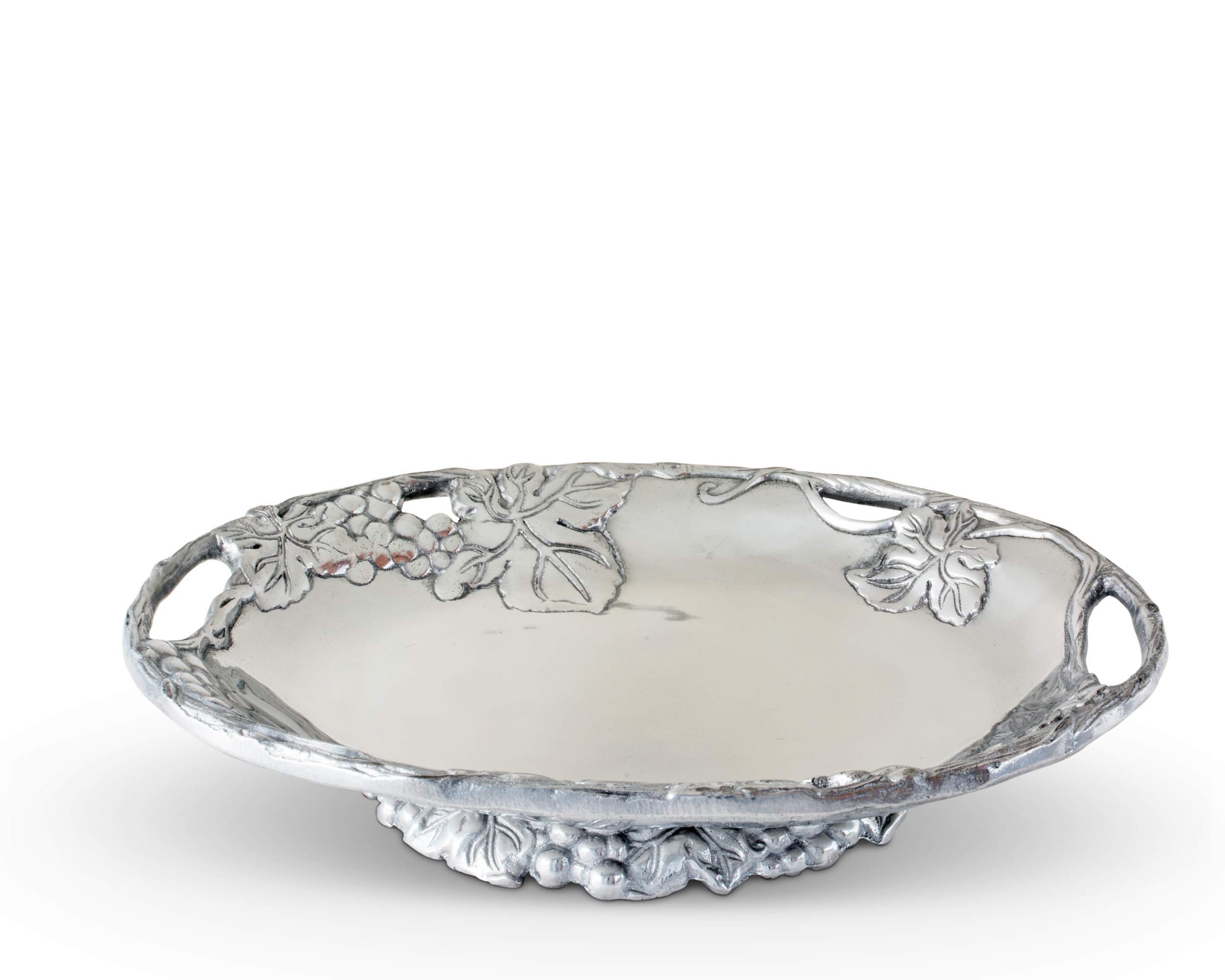 Arthur Court Designs 11-inch Aluminum Grape Footed Side Dish Server - Elegant Serving Platter for Dinner Parties, Holiday Entertaining & Buffet Style Dining