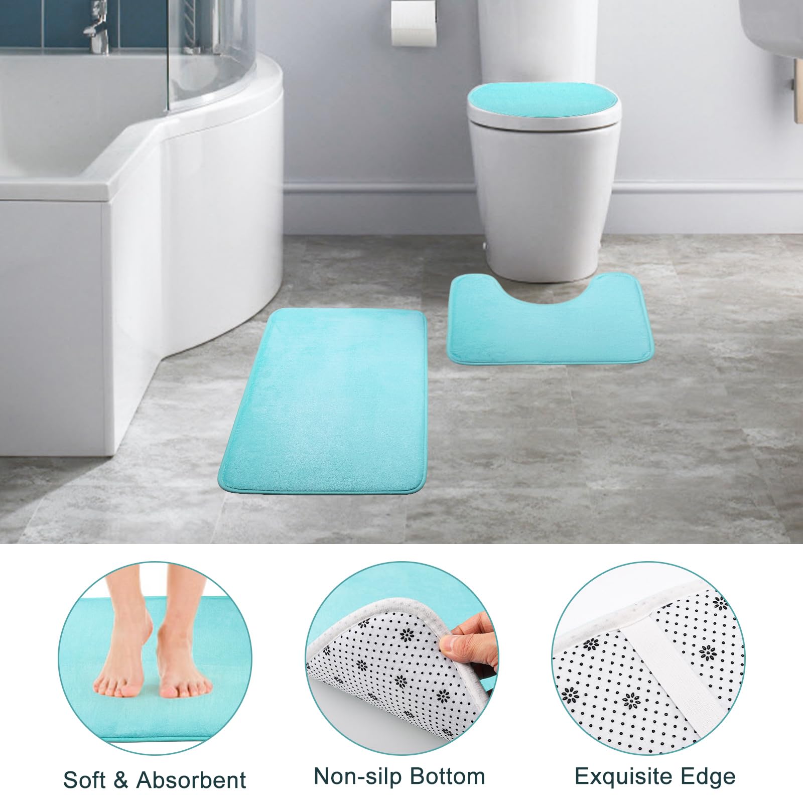 25-Piece Teal Bathroom Accessories Set with Shower Curtain, Rugs & Essentials - Includes Trash Can, Soap Dispenser, Toothbrush Holder, Toilet Brush, Tray & More | Modern Spa Decor for Guest Bathrooms, Master Suites & Apartment Upgrades