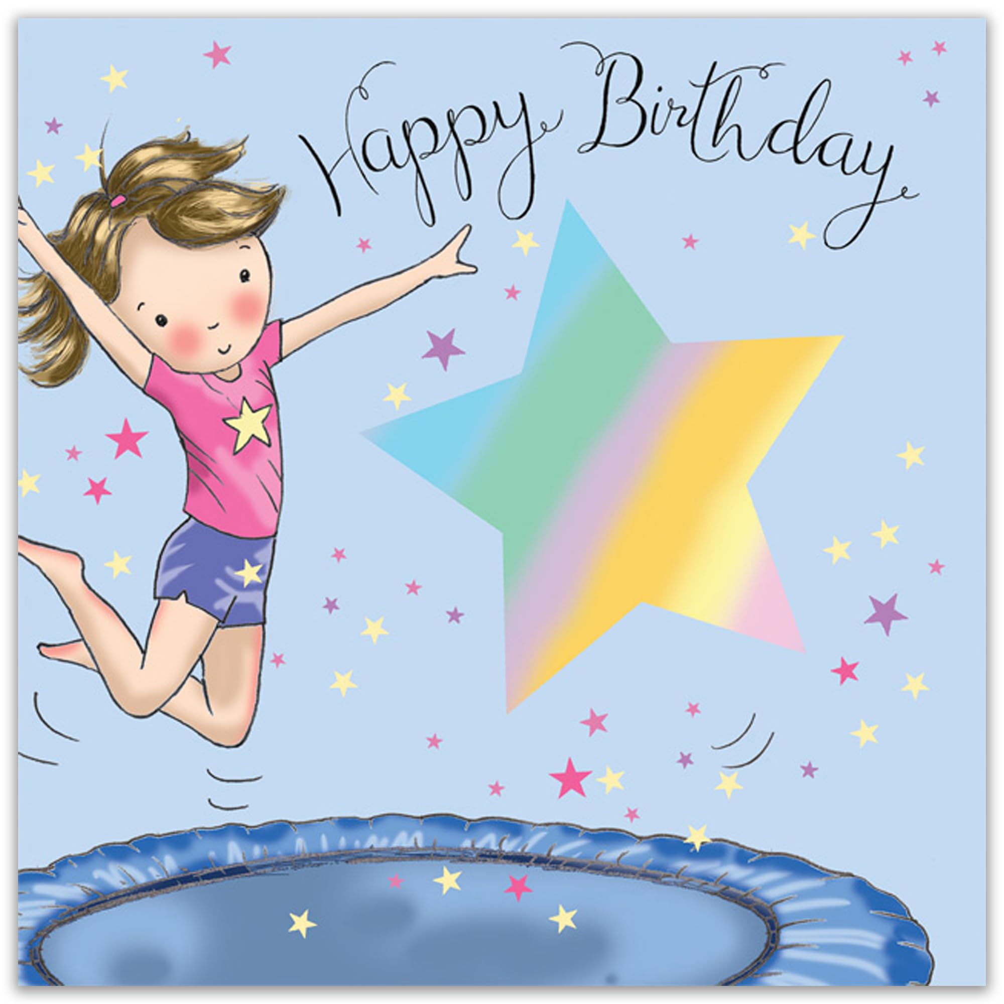 Twizler Happy Birthday Card with Trampoline Design - Sporty Birthday Card for Girls - Fun Children's Birthday Cards & Gifts | Perfect for Trampoline Lovers & Active Kids