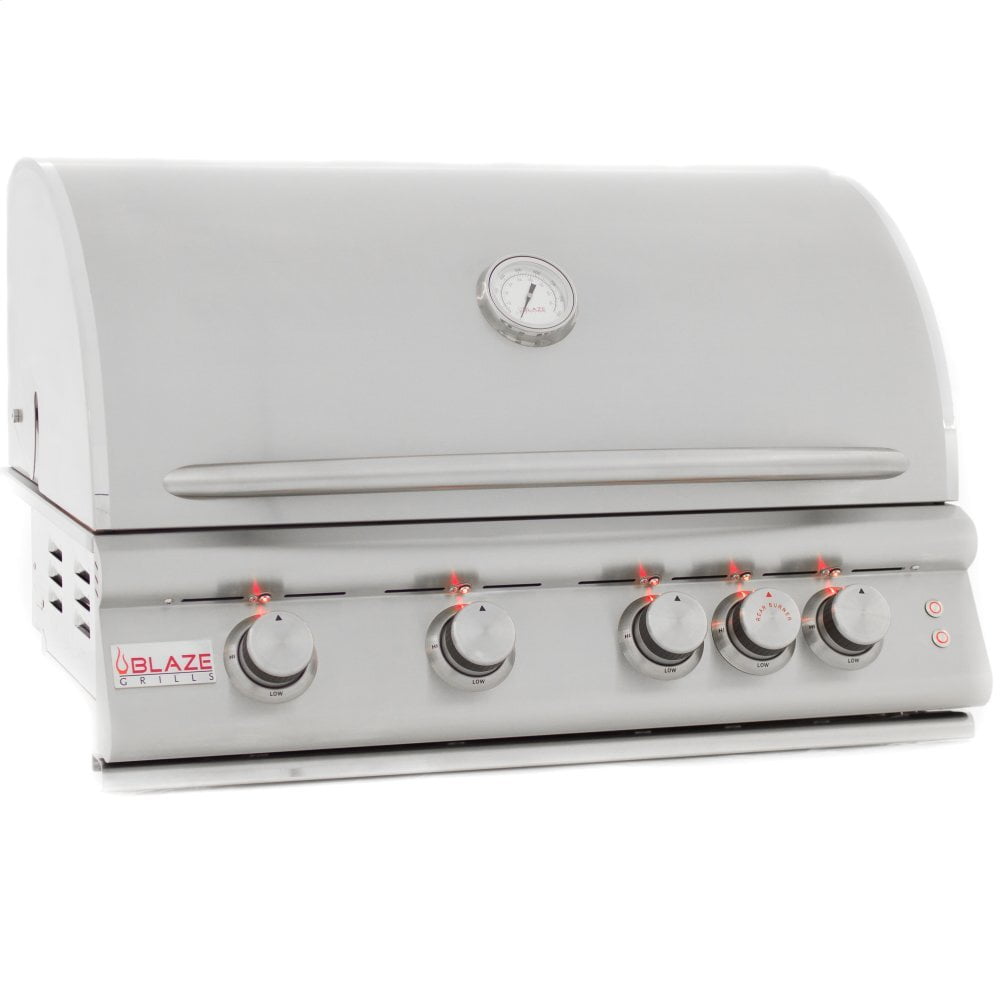 **Blaze 32 Inch 4-Burner LTE Gas Grill with Rear Burner & Built-In Lighting System - Natural Gas Fuel - Perfect for Backyard BBQs, Outdoor Cooking & Entertaining**