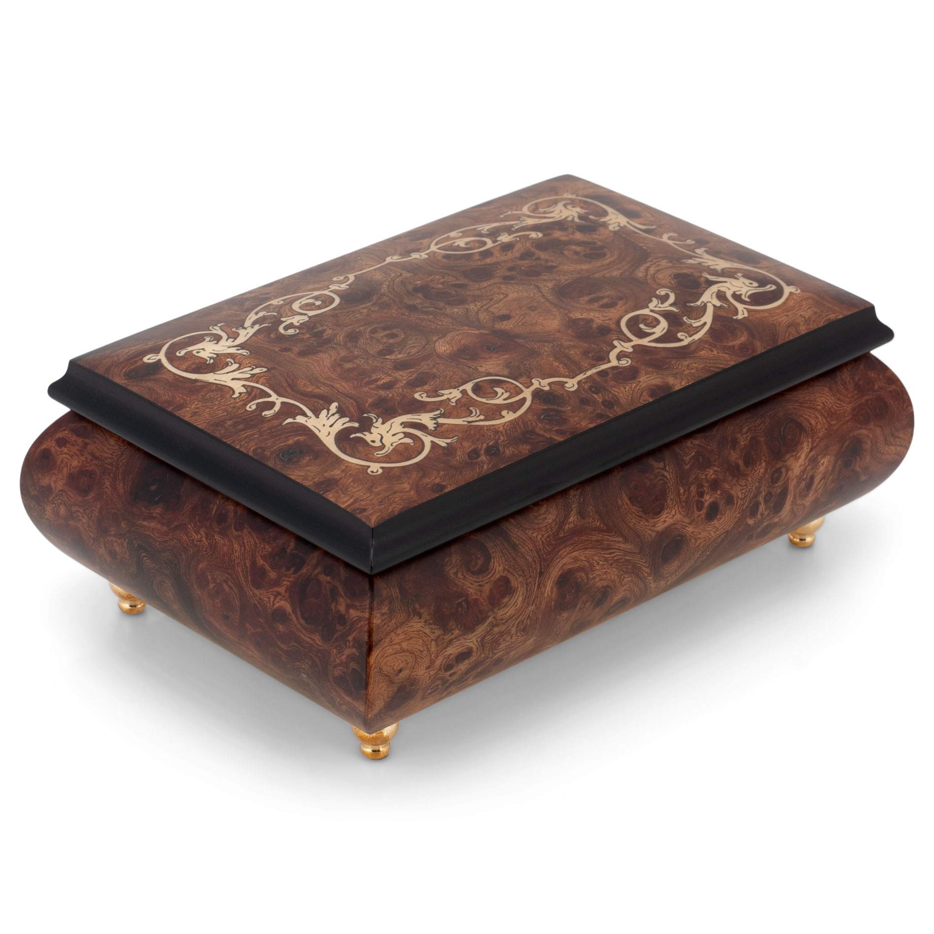 Exquisite Italian Handcrafted Inlaid Olmo Wood Musical Jewelry Box - Plays Clair de Lune - Perfect for Gift Giving, Jewelry Storage & Home Décor