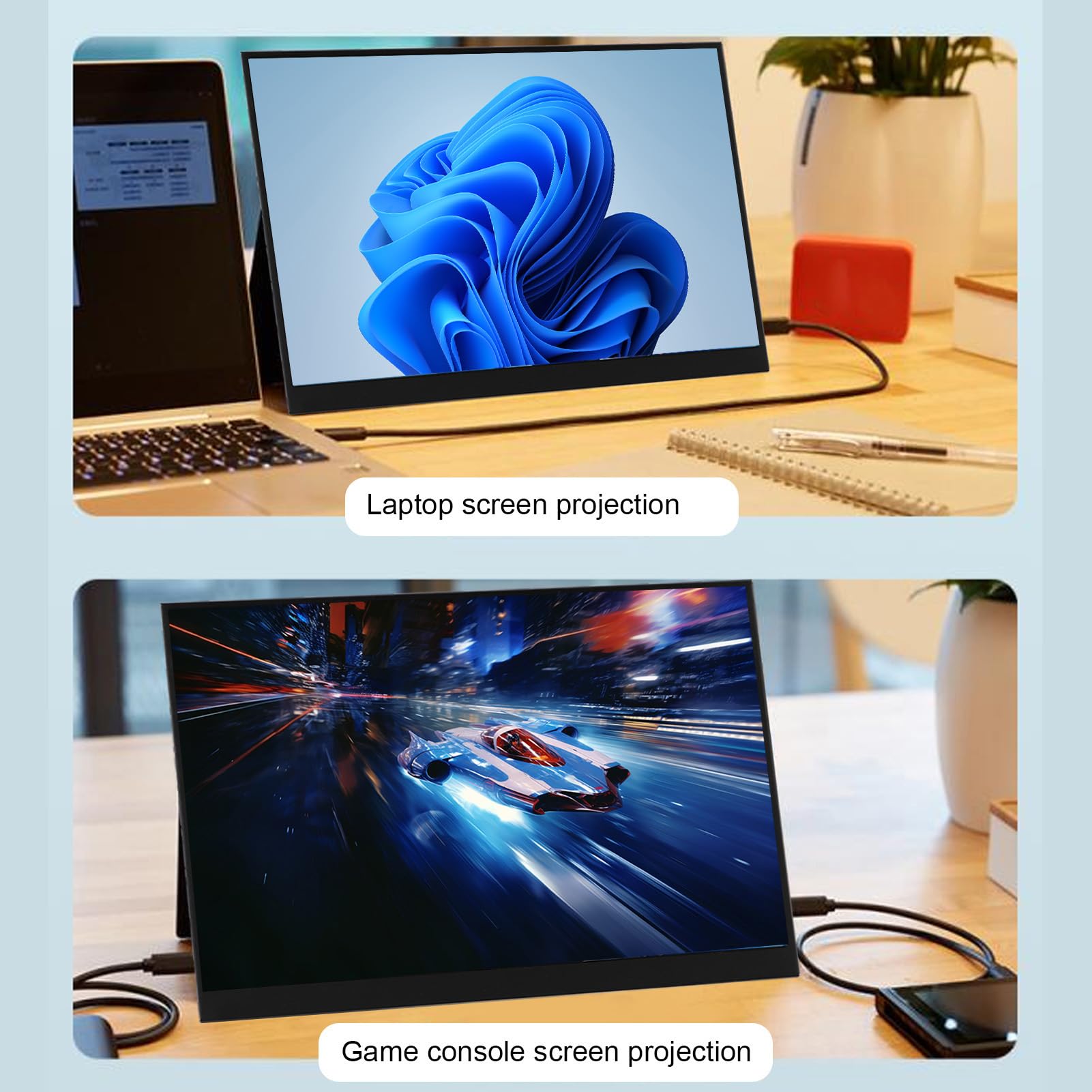 Tosuny 11 Inch Portable Monitor - FHD 2160x1440 USB C HDMI Computer Display, HDR IPS Gaming Monitor with Dual Speakers & 3.5mm Port | External Screen for Laptop, PC, Phone, iOS Tablets | Perfect for Work, Gaming, and Travel