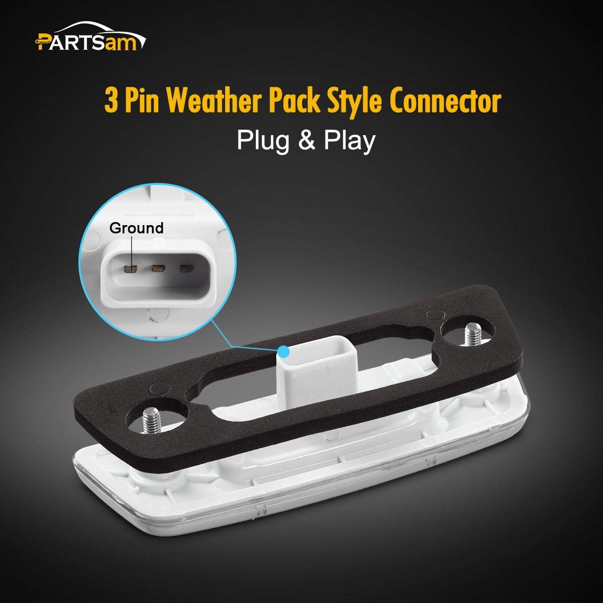 Partsam 2Pcs Amber & Clear LED Side Marker Turn Signal Lights for Kenworth T680 T880 & Peterbilt 576 - Sealed 6-LED Rectangular Cab Roof Marker Lamps (LH & RH) - Perfect for Truck Upgrades and Road Safety Compliance