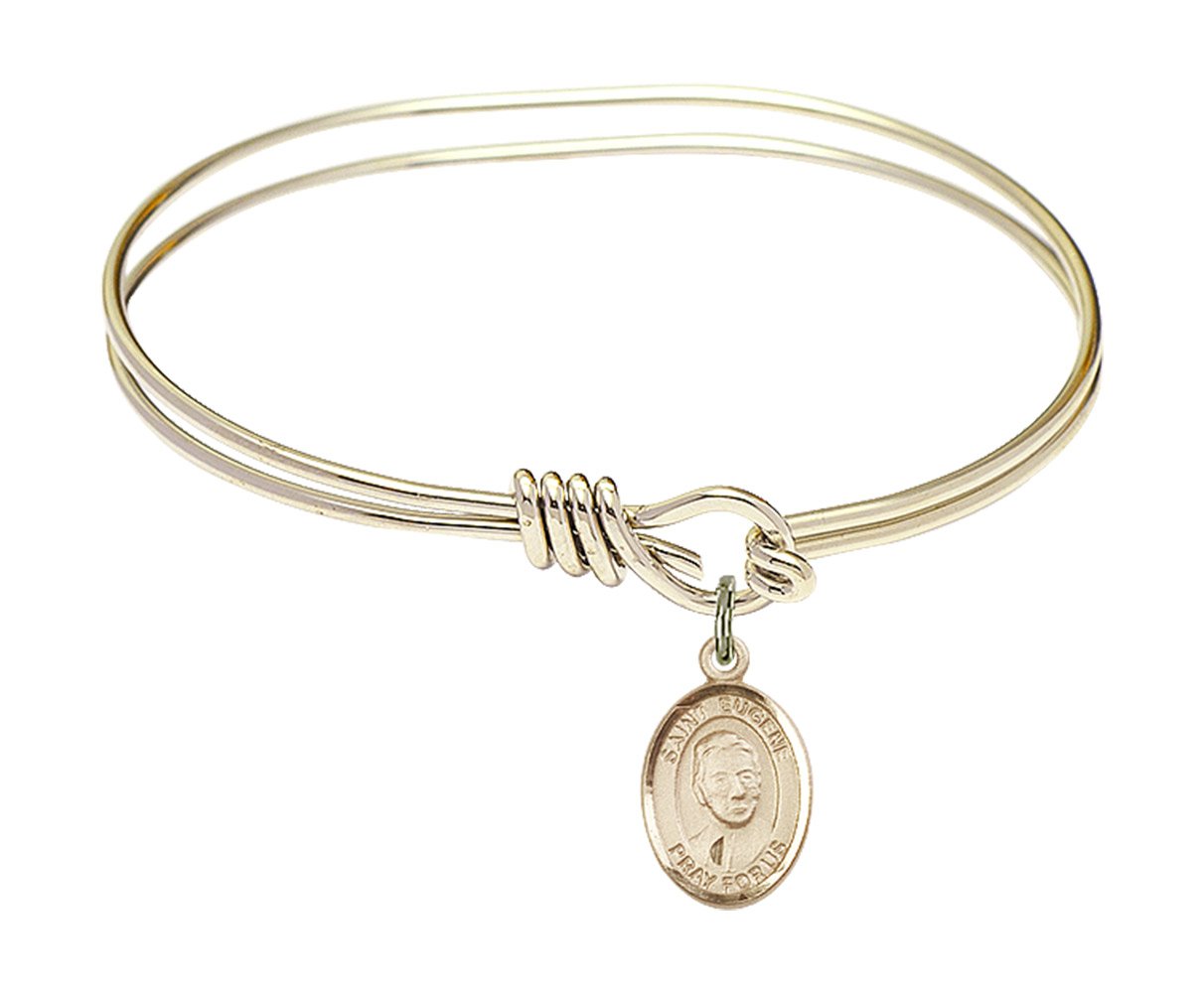 St. Eugene de Mazenod Oval Eye Hook Bangle Bracelet - Gold Filled Religious Jewelry for Women - Perfect for Church, Weddings & Everyday Faith-Based Fashion