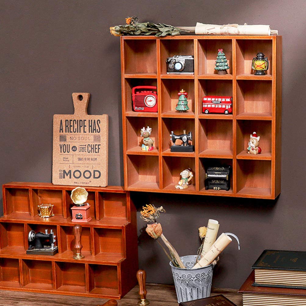 16-Cube Wooden Display Rack - Wall Mounted Storage Shelf Organizer for Collectibles, Books & Home Decor - Perfect for Living Room, Bedroom & Office Organization