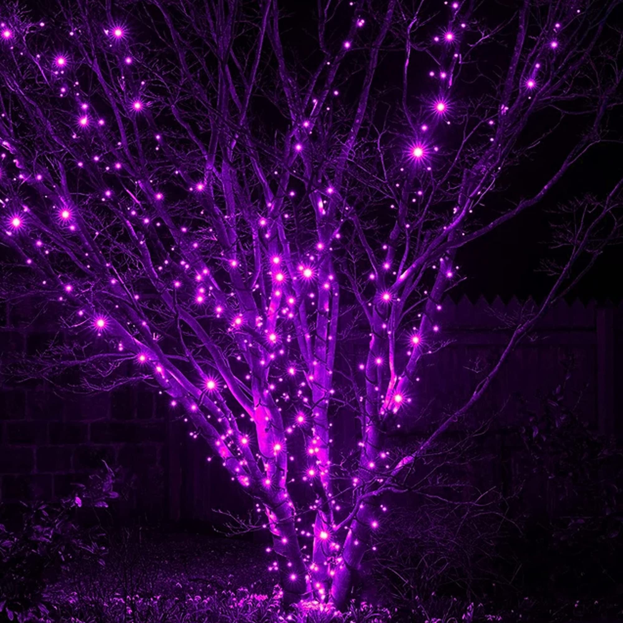 DAZZLE BRIGHT 300 LED Halloween String Lights - 100FT Connectable Outdoor/Indoor Fairy Lights with 8 Lighting Modes | Waterproof Purple Party Decor for Halloween, Garden, Yard, Carnival & Home Decoration - Perfect for Patio, Christmas, Weddings & Special Events