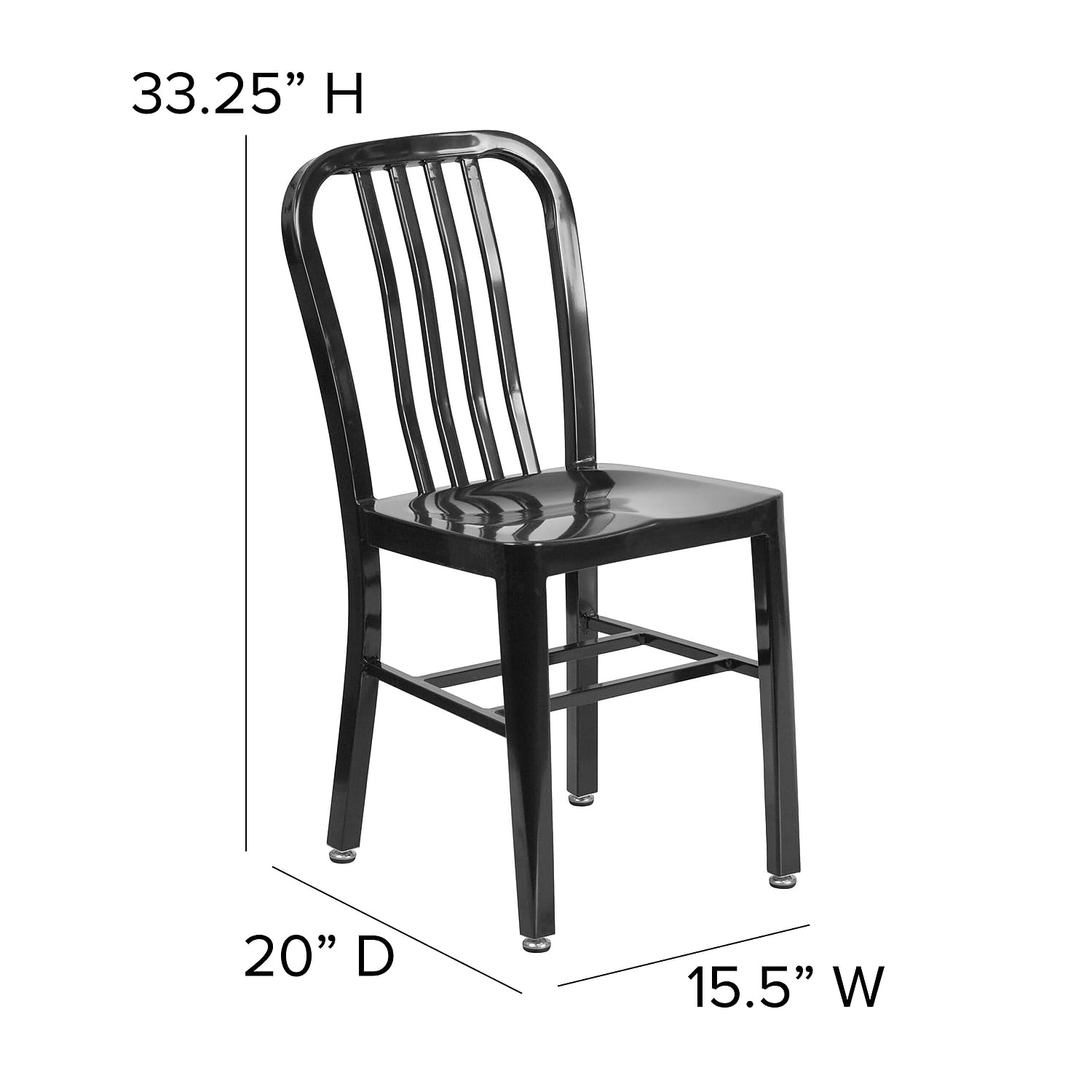 Flash Furniture Commercial Grade Black Metal Indoor-Outdoor Chair - Heavy Duty Stackable Dining Chairs for Restaurants, Cafes & Patio Use