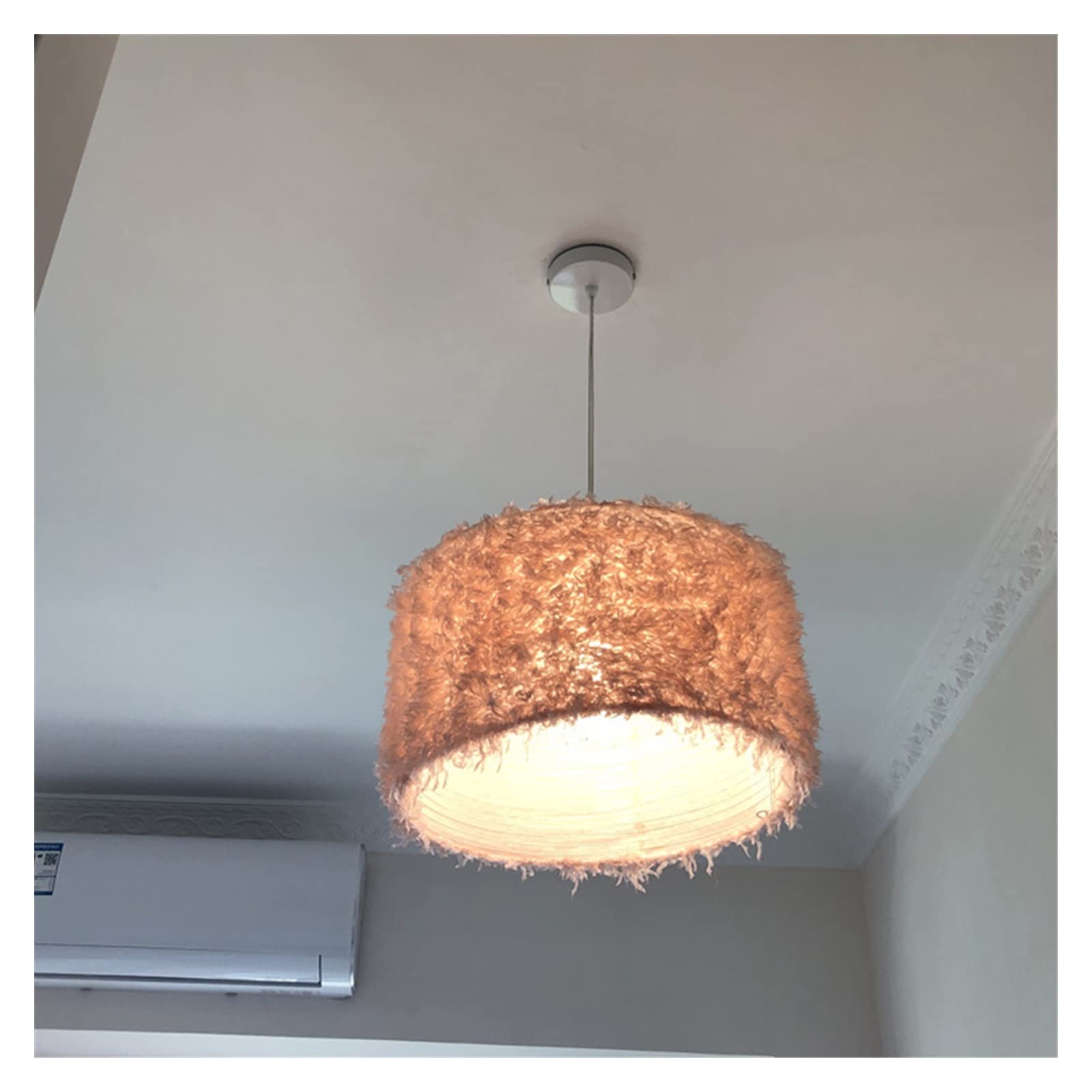 Modern Feather Chandelier Pendant Light - Warm White/White Ceiling Lamp for Bedroom, Living Room, Hotel Decor - Pink Hanging Light Fixture for Romantic Ambiance & Stylish Interior Design