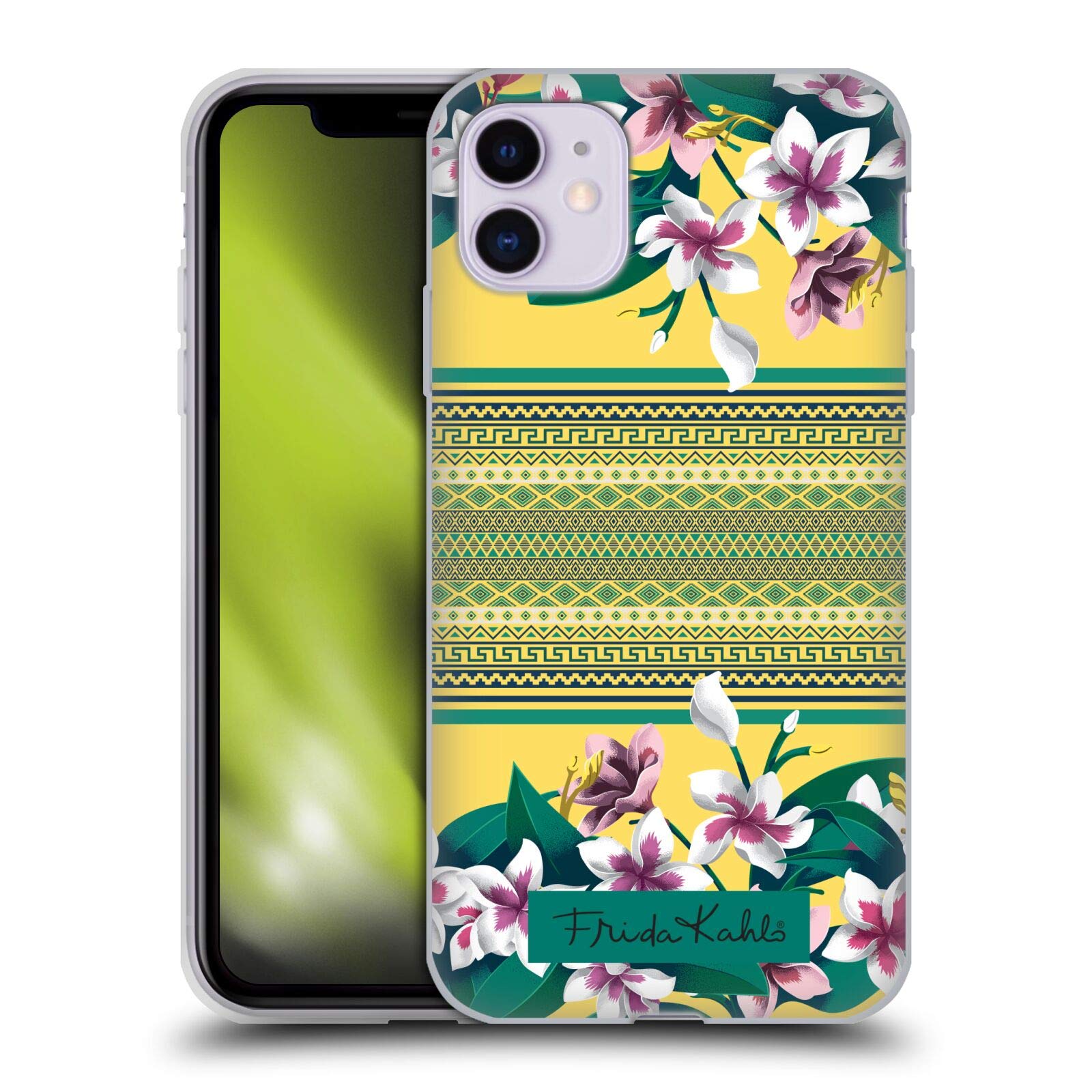 Official Frida Kahlo Tribal Plumeria Flowers Soft Gel Case for Apple iPhone 11 - Durable Protective Phone Cover with Artistic Design, Perfect for Everyday Use and Gift Giving
