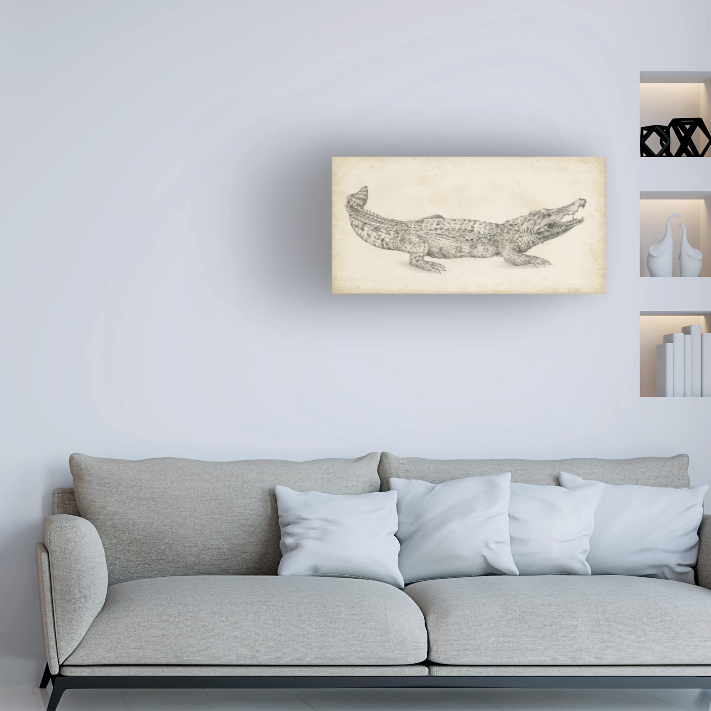 Trademark Fine Art 'Crocodile Sketch' Canvas Wall Art by Ethan Harper - Perfect for Living Room, Office & Home Decor