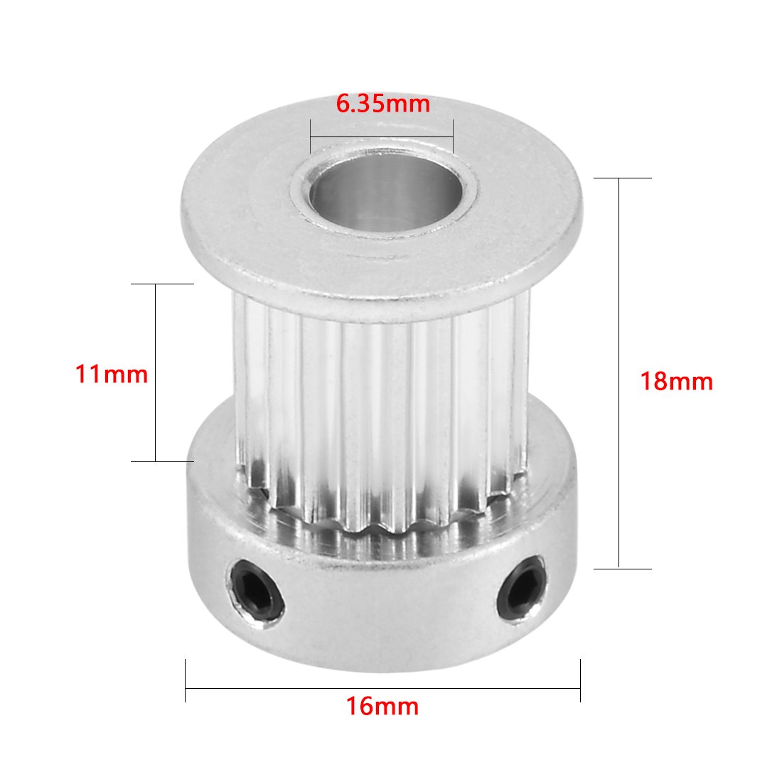 uxcell Aluminum 20 Teeth 6.35mm Bore 5mm Pitch Timing Belt Pulley for 3D Printer - High Precision CNC Machined Part for DIY 3D Printing, Robotics, and Automation Projects
