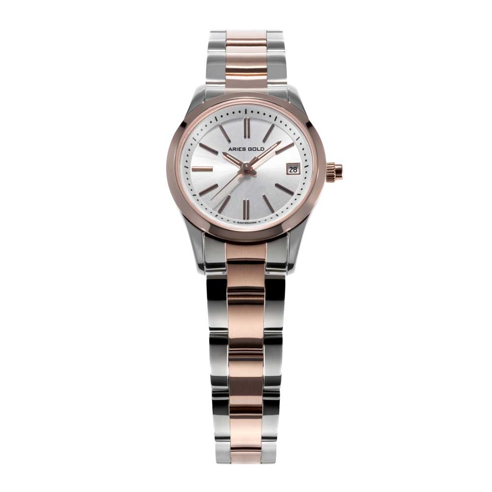 Aries Gold Urban Classic Two-Tone Rose Gold Stainless Steel Women's Watch - Elegant Timepiece for Everyday Wear, Office & Special Occasions