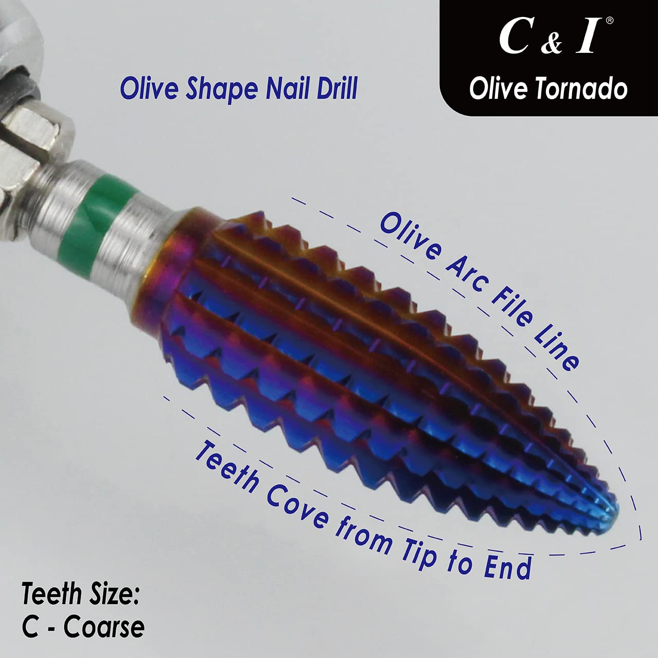 C & I Tapered Tornado & Texas Tornado Nail Drill Bit for Professional Nail Drill Machine - Purple Coated (Texas Tornado C) | Perfect for Acrylic Nails, Gel Extensions & Nail Art | Salon & Home Use
