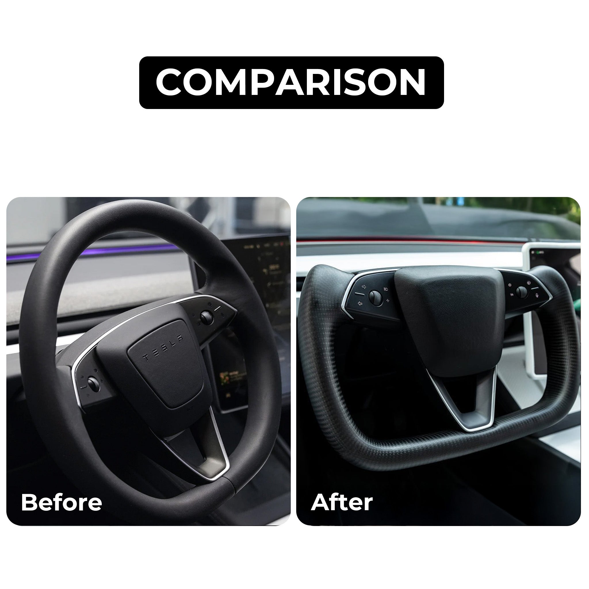 Tesla Model 3 Highland Carbon Fiber Yoke Steering Wheel - Heated OEM Upgrade for Enhanced Driving Comfort | Perfect for Winter Driving & Performance Enthusiasts