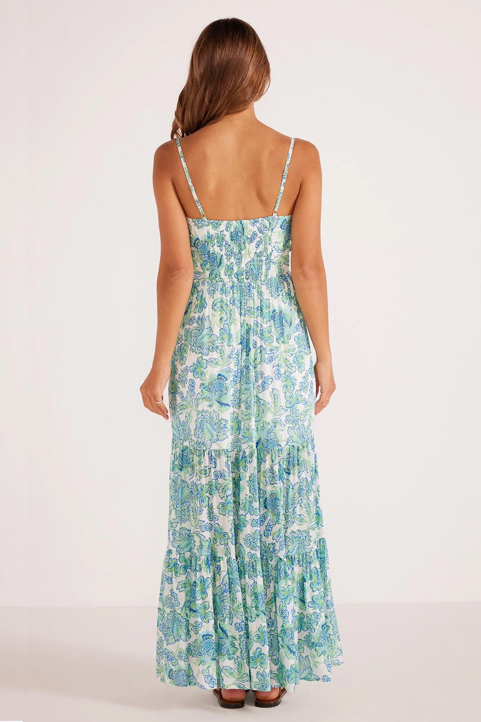 Alessia Blue Floral Strappy Maxi Dress - Women's Summer Boho Beach Dress for Vacation, Wedding & Outdoor Parties