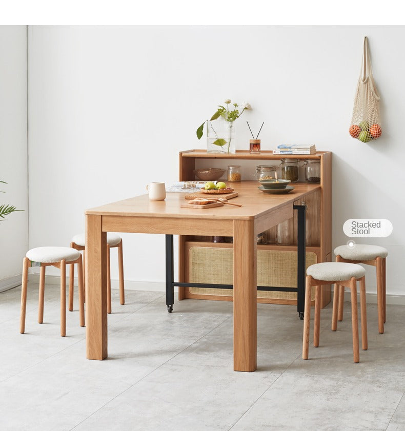 Solid Oak Wood Extendable Dining Table & Buffet Sideboard - Perfect for Small Spaces, Entertaining, and Modern Farmhouse Decor