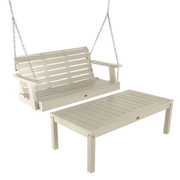 Weatherly 4ft Swing and Coffee Table - Outdoor Patio Furniture for Relaxing & Entertaining - Perfect for Backyard, Garden, and Poolside Lounging