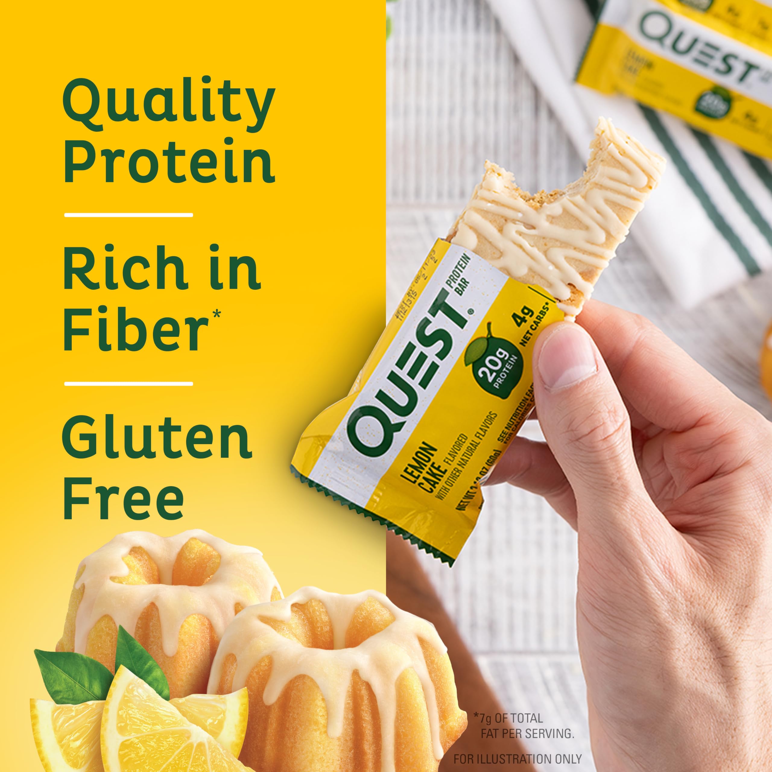 Quest Nutrition Apple Pie & Lemon Cake Protein Bars - 20g Protein, 4g Net Carbs, 2g Sugar, Gluten Free, Keto Friendly (12 Count) - Perfect for Post-Workout Recovery & Low Carb Snacking