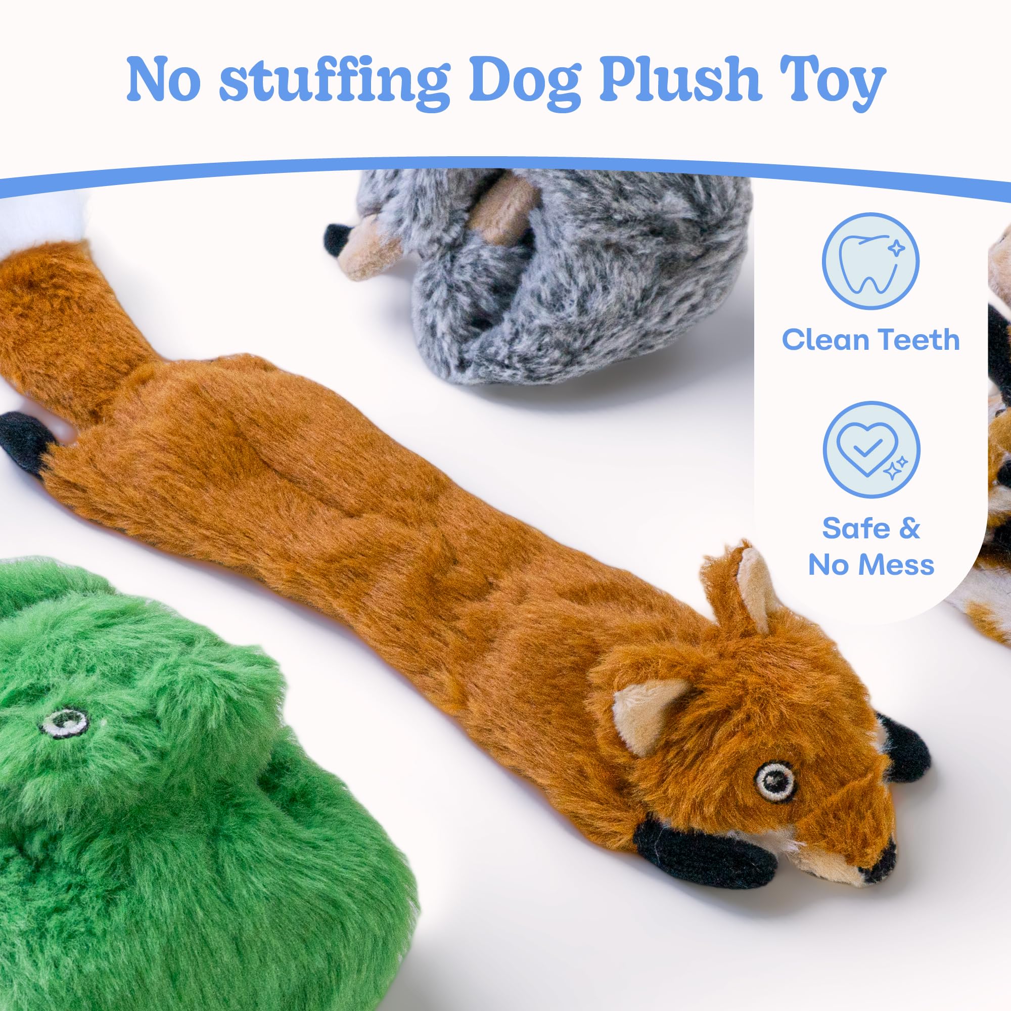 SHARLOVY 5 Pack Squeaky & Crinkle Dog Toys for Small Dogs - Durable No-Stuffing Chew Toys for Teething Puppies, Cute Plush Animal Pet Toys for Indoor Play & Training