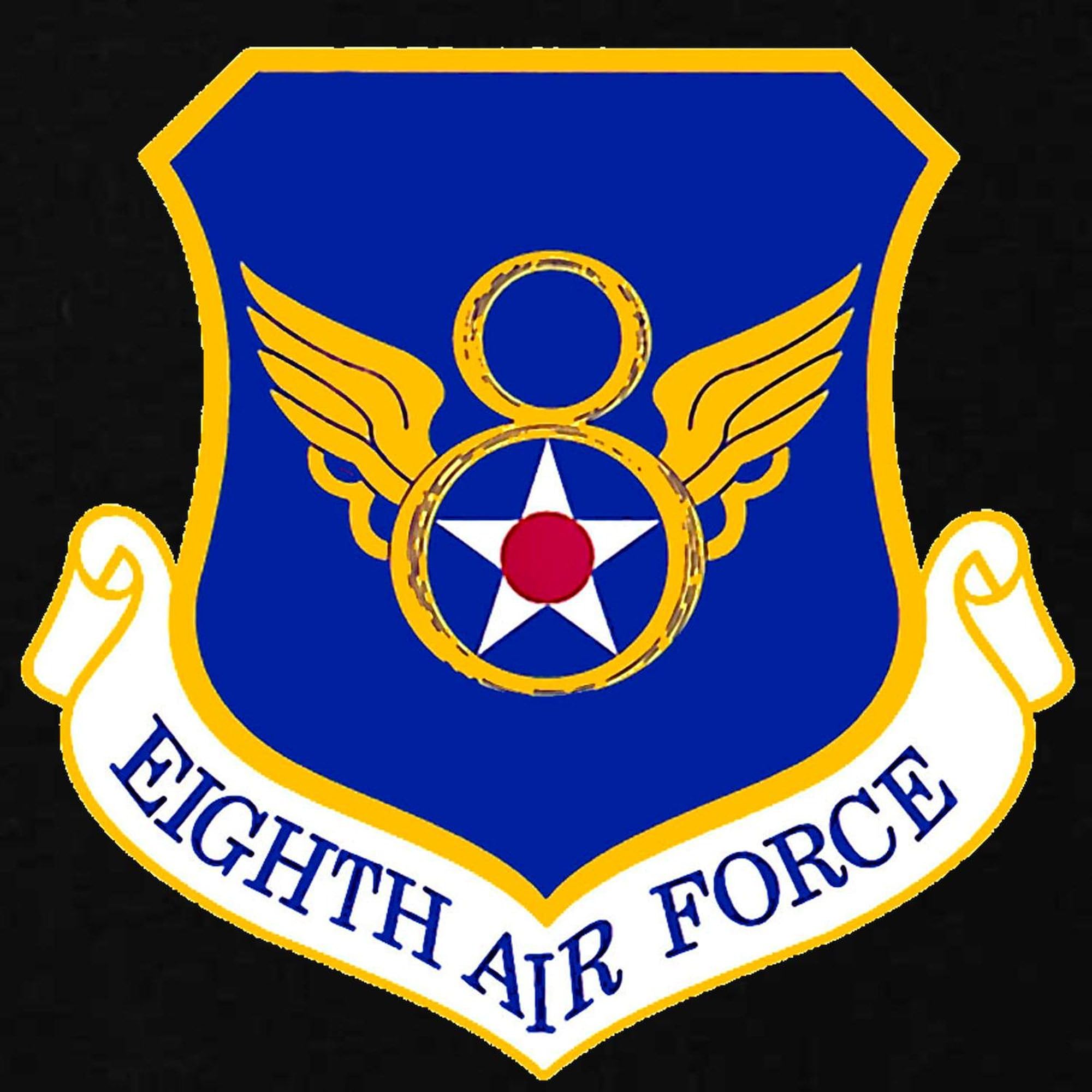 USAF Eighth Air Force Maternity Dark T-Shirt for Women - Ruched Side Design, Comfortable Pregnancy Tee - Perfect for Military Moms, Air Force Pride & Casual Wear