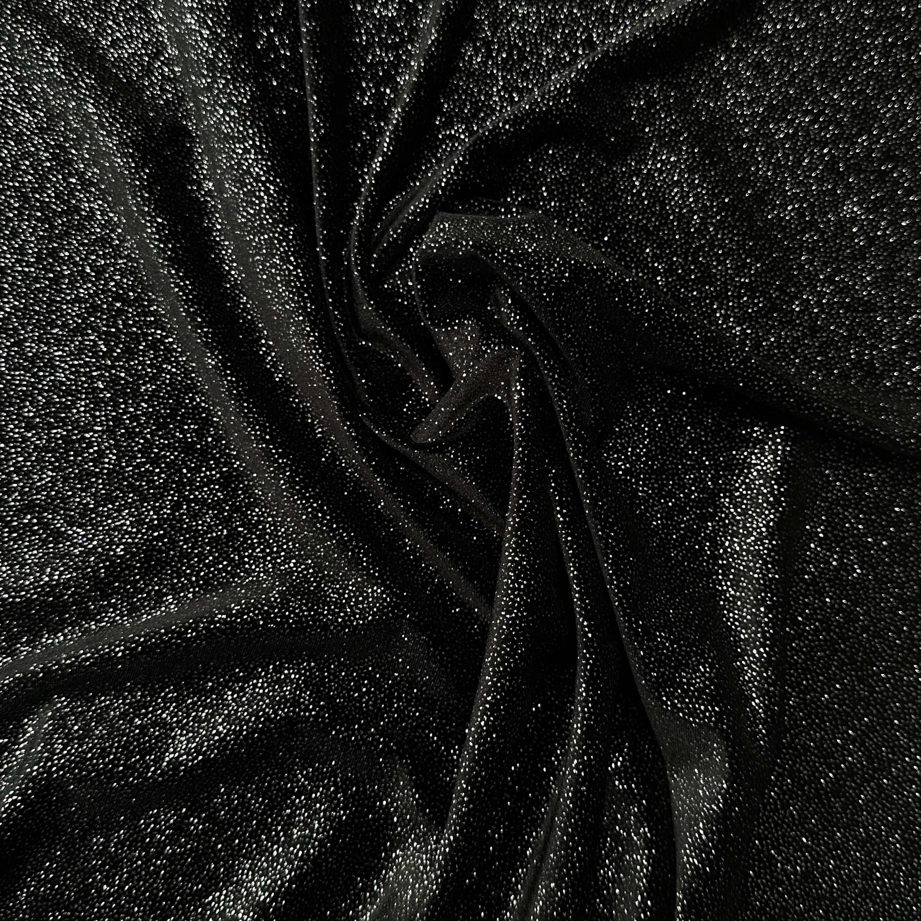 Cosmic Velvet Silver on Black - Luxurious Velvet Fabric for Elegant Home Decor, Fashion & DIY Projects